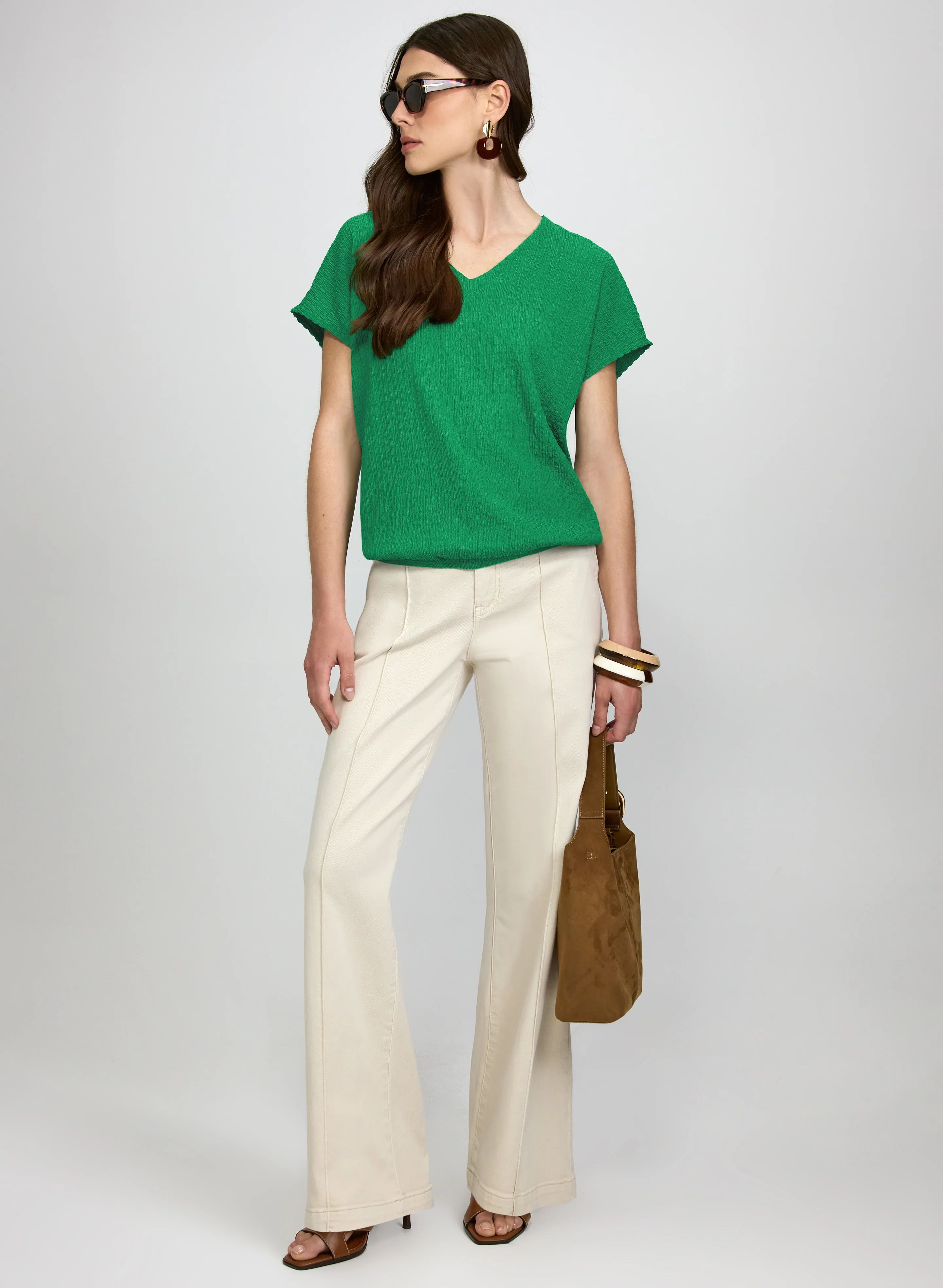 Textured V-Neck Top - Image 3