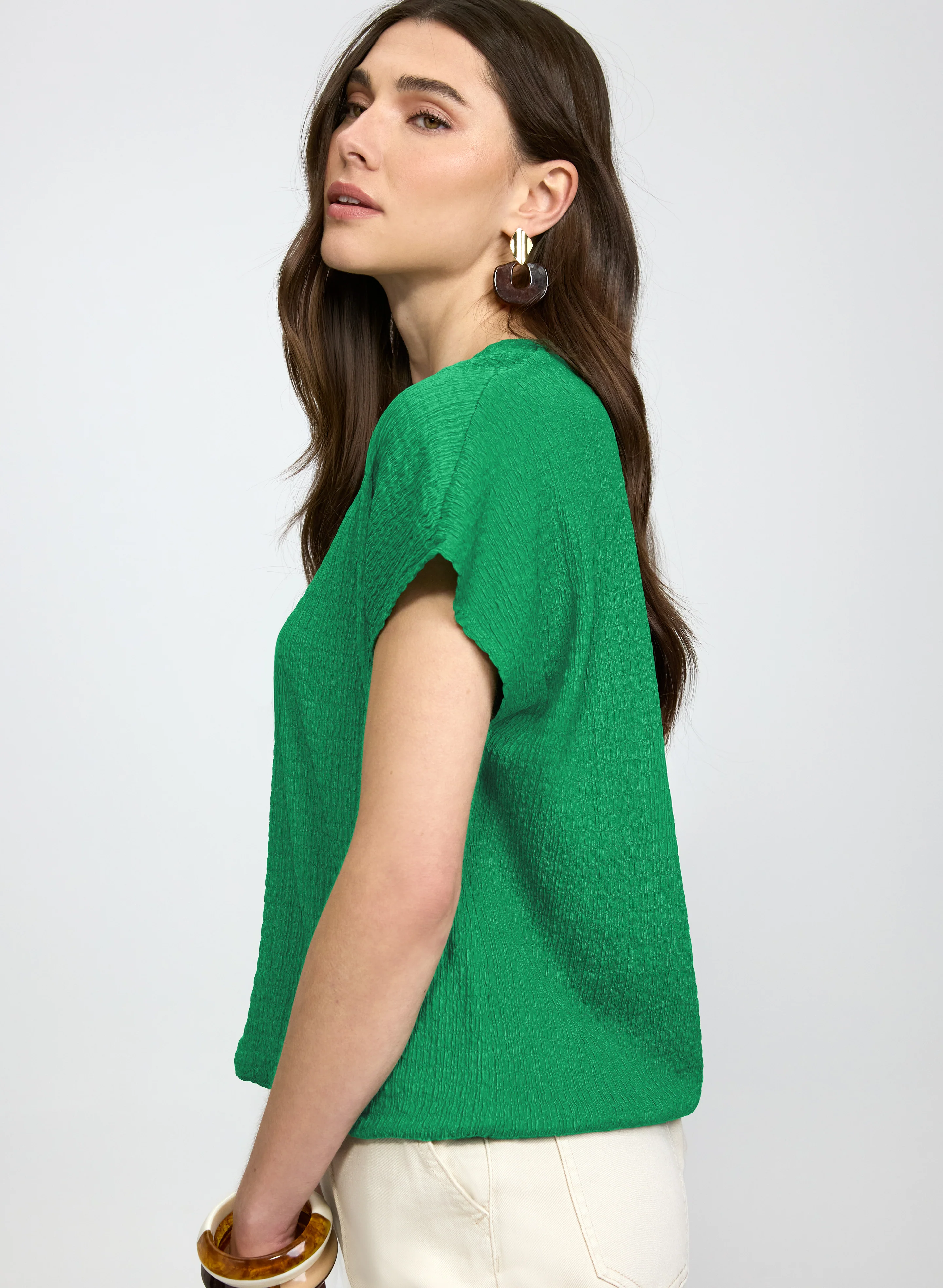 Textured V-Neck Top - Image 4