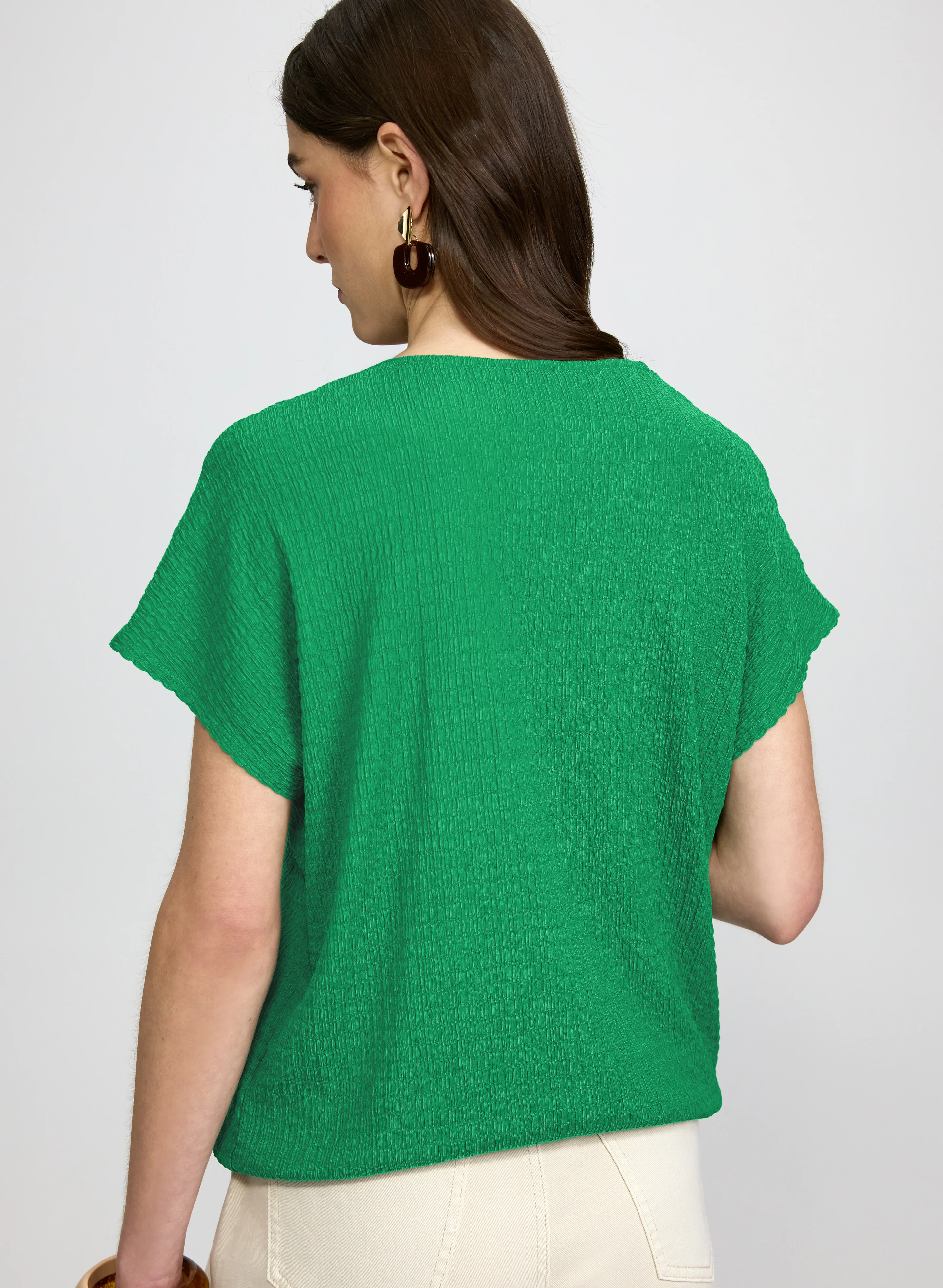 Textured V-Neck Top - Image 5