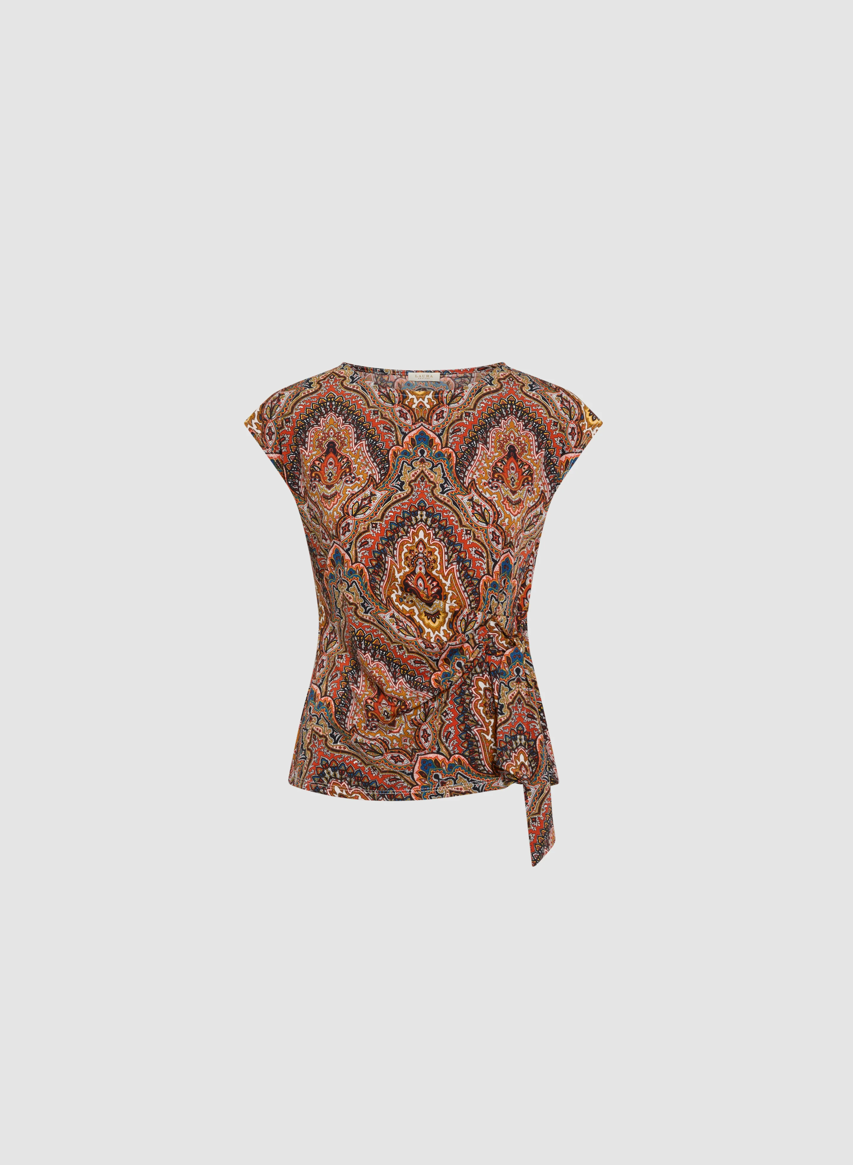 Tied Waist Medallion Print Top - Image 6