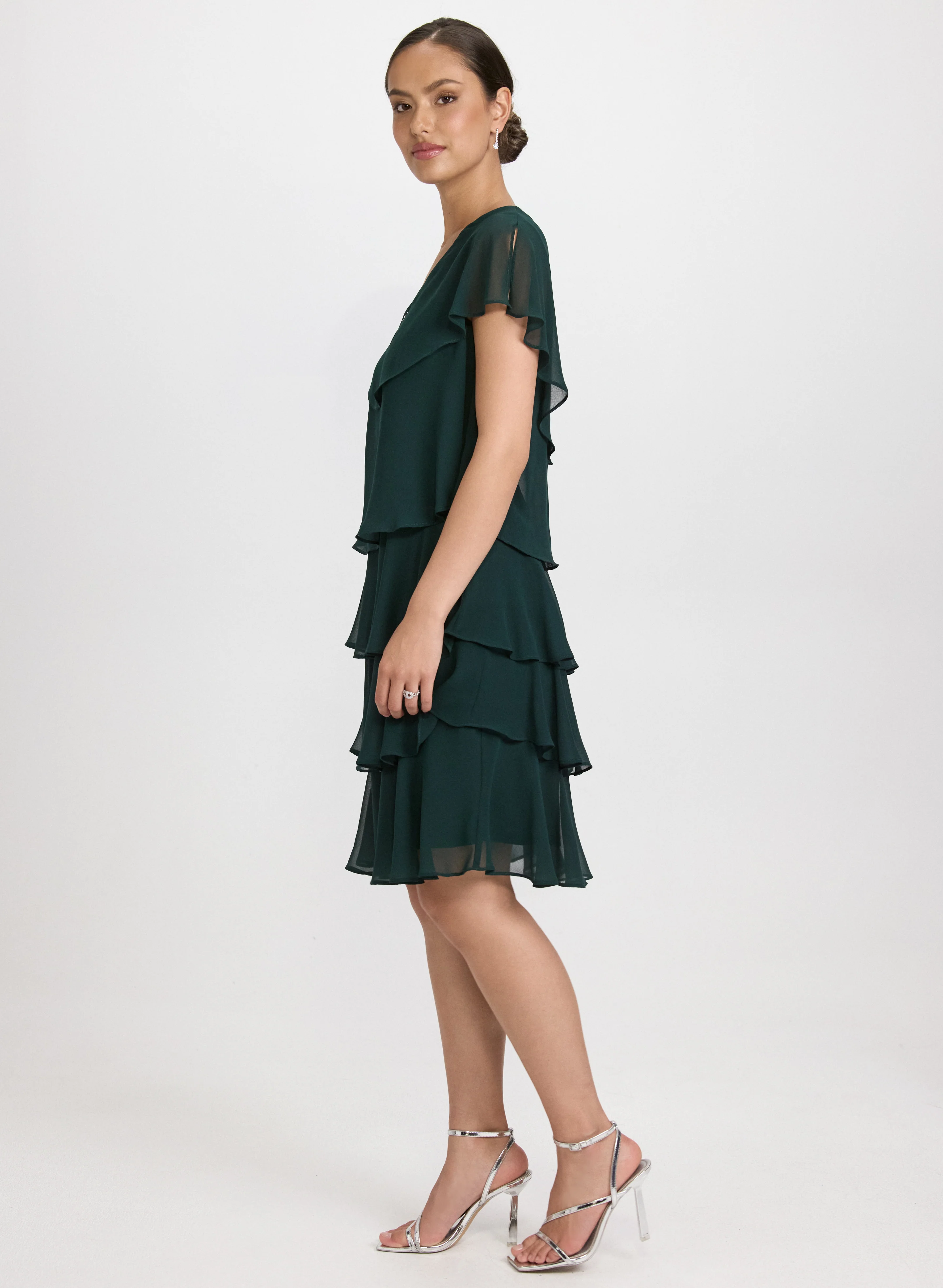 Tiered Brooch Embellished Dress - Image 3