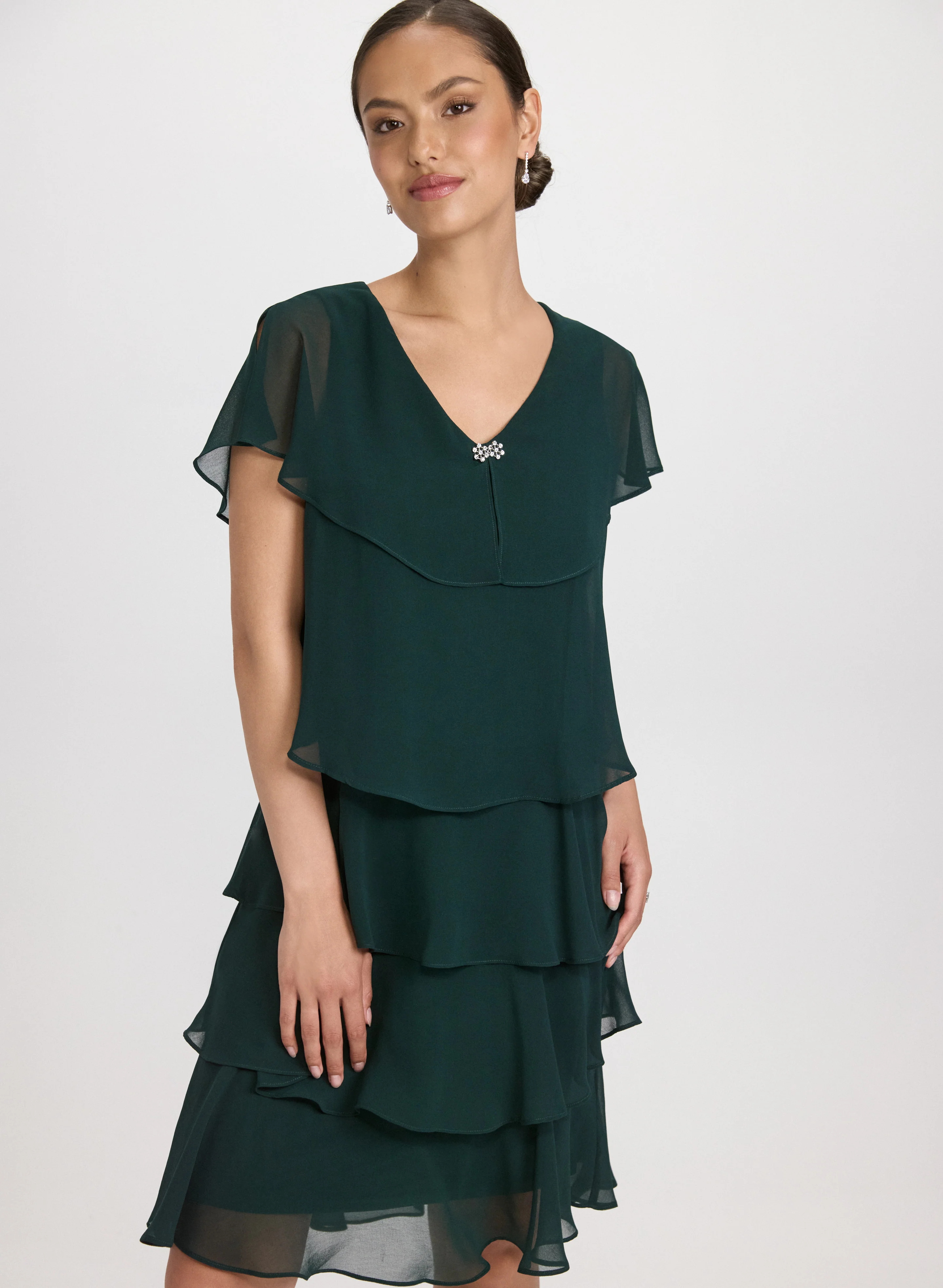 Tiered Brooch Embellished Dress - Image 4
