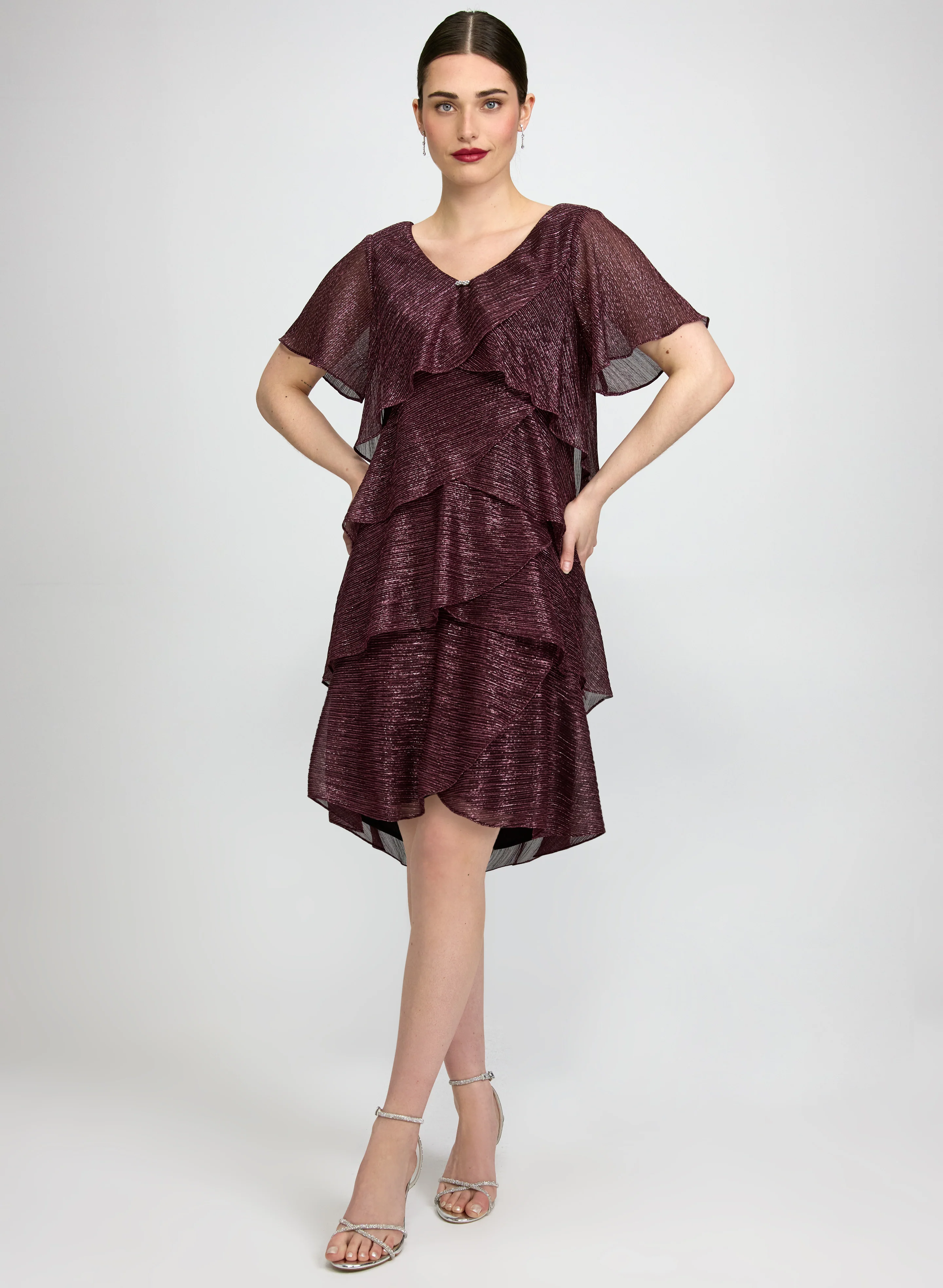 Tiered Metallic Dress