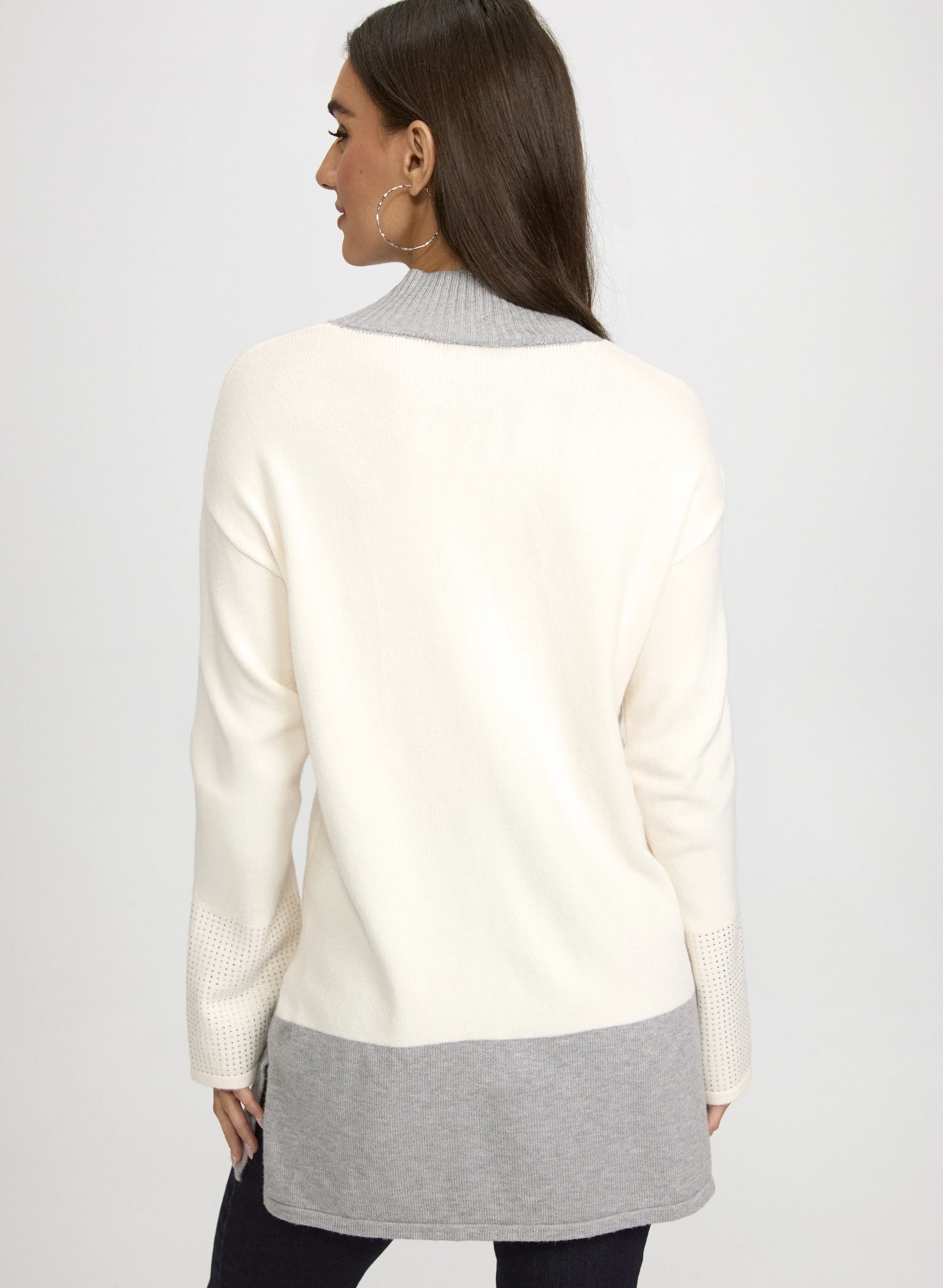 Tonal Embellished Colour Block Sweater - Image 4