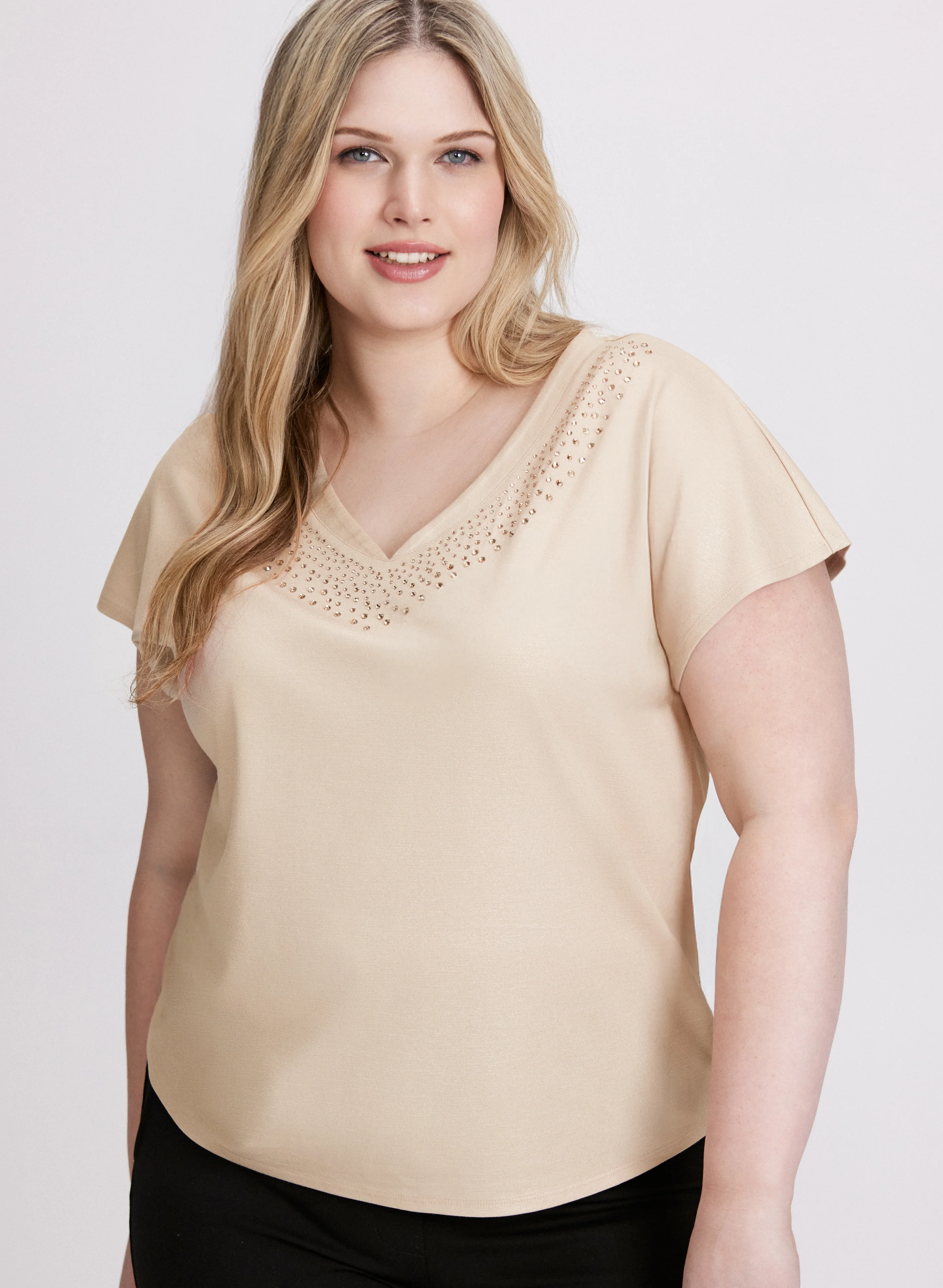 Tonal Rhinestone Embellished T-Shirt - Image 5