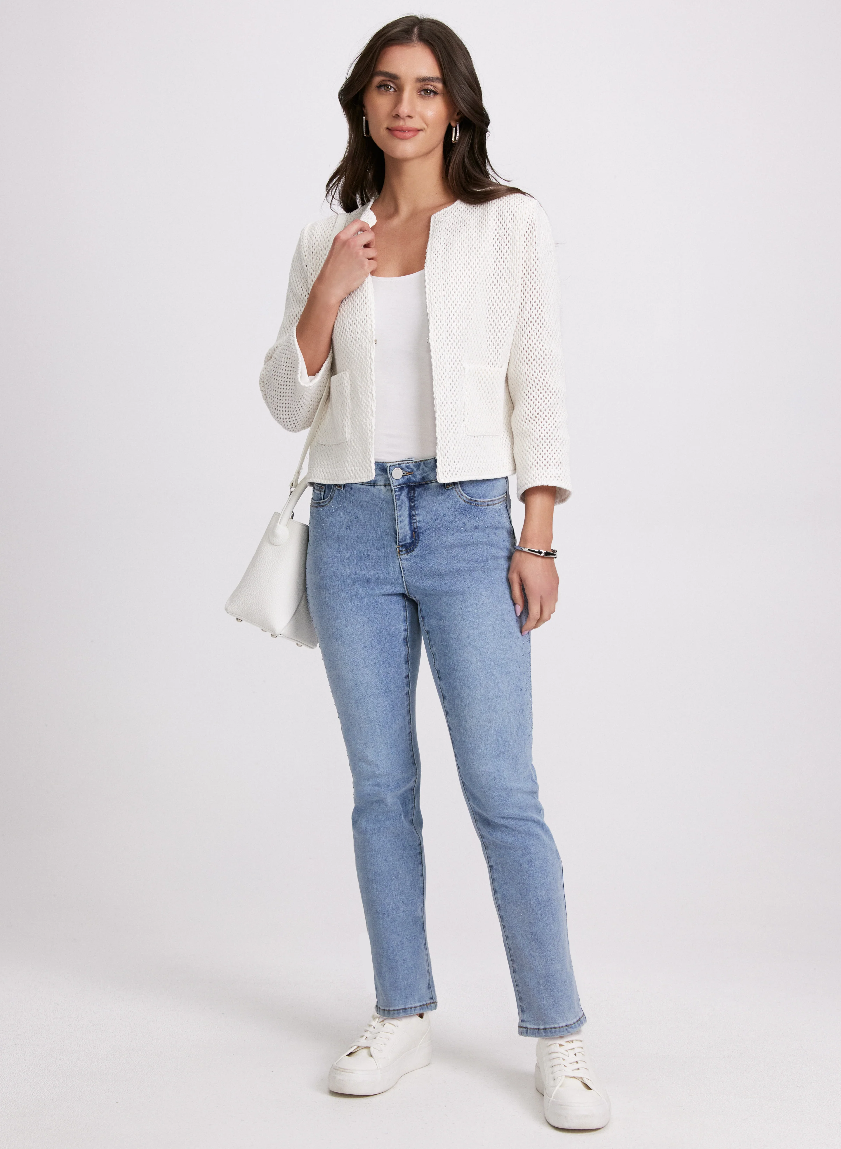 Tonal Stone Embellished Straight-Leg Jeans - Image 3