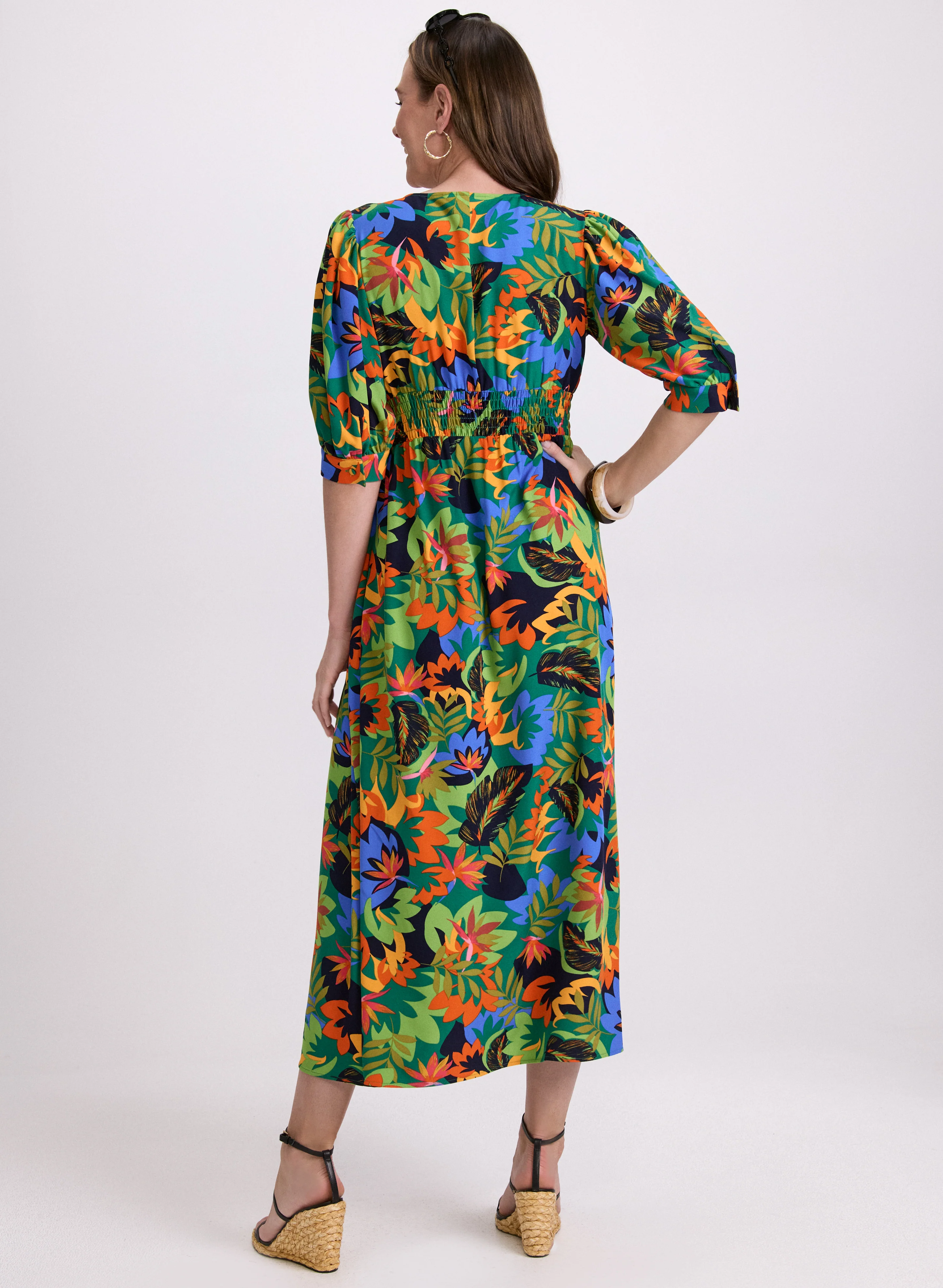 Tropical Balloon Sleeve Dress - Image 2