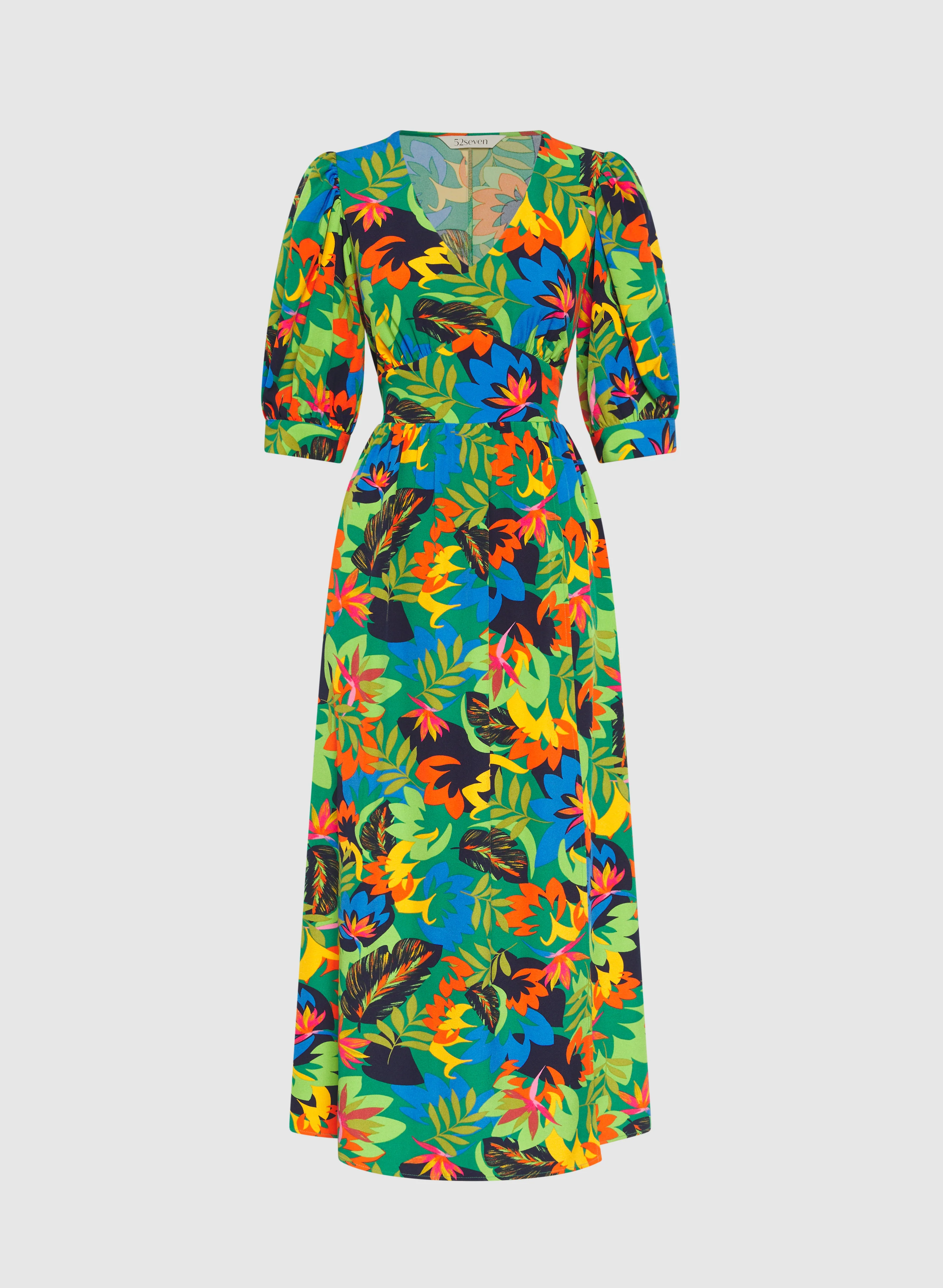 Tropical Balloon Sleeve Dress - Image 6