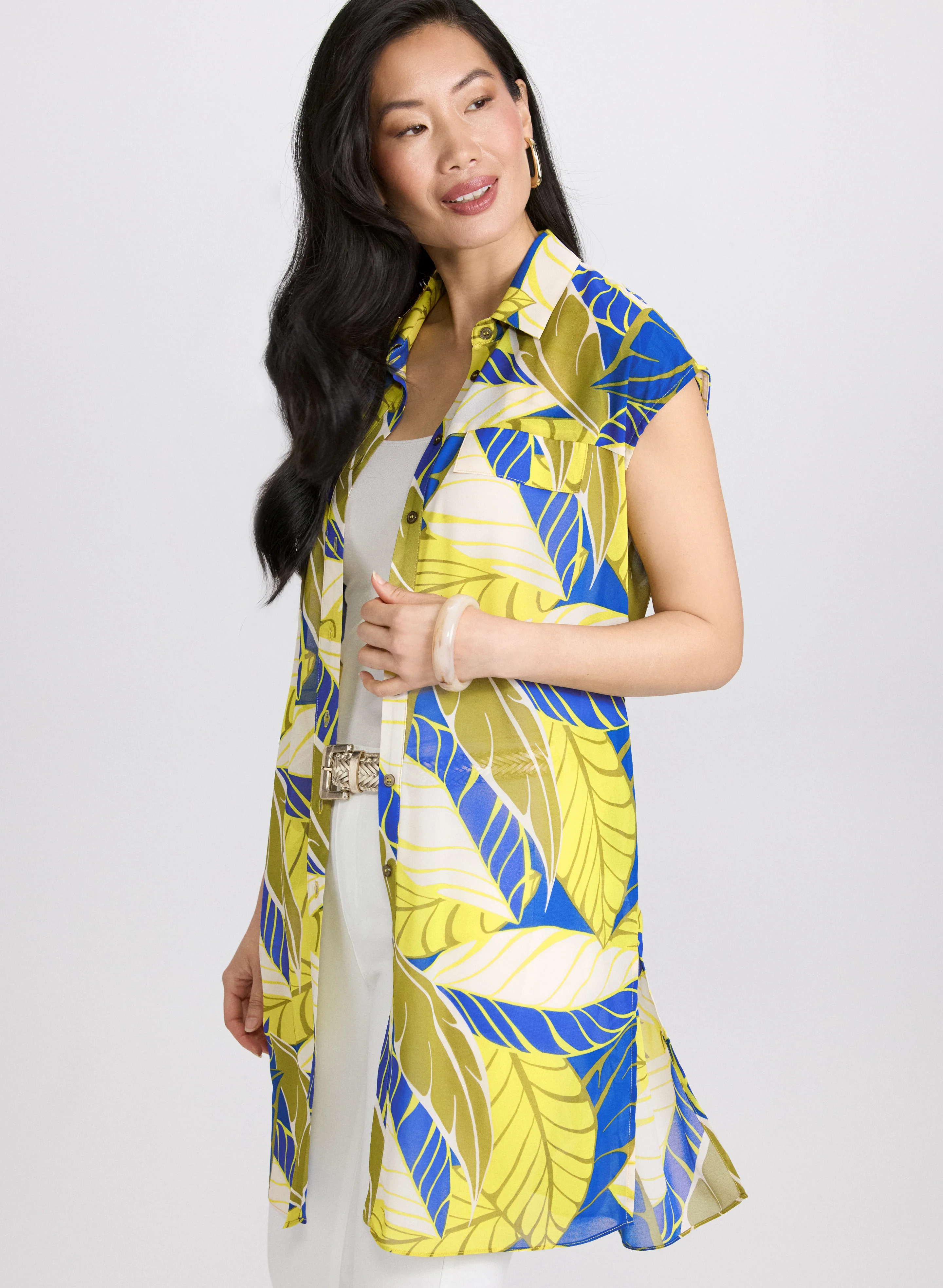 Palm Print Tunic Blouse - Image 7