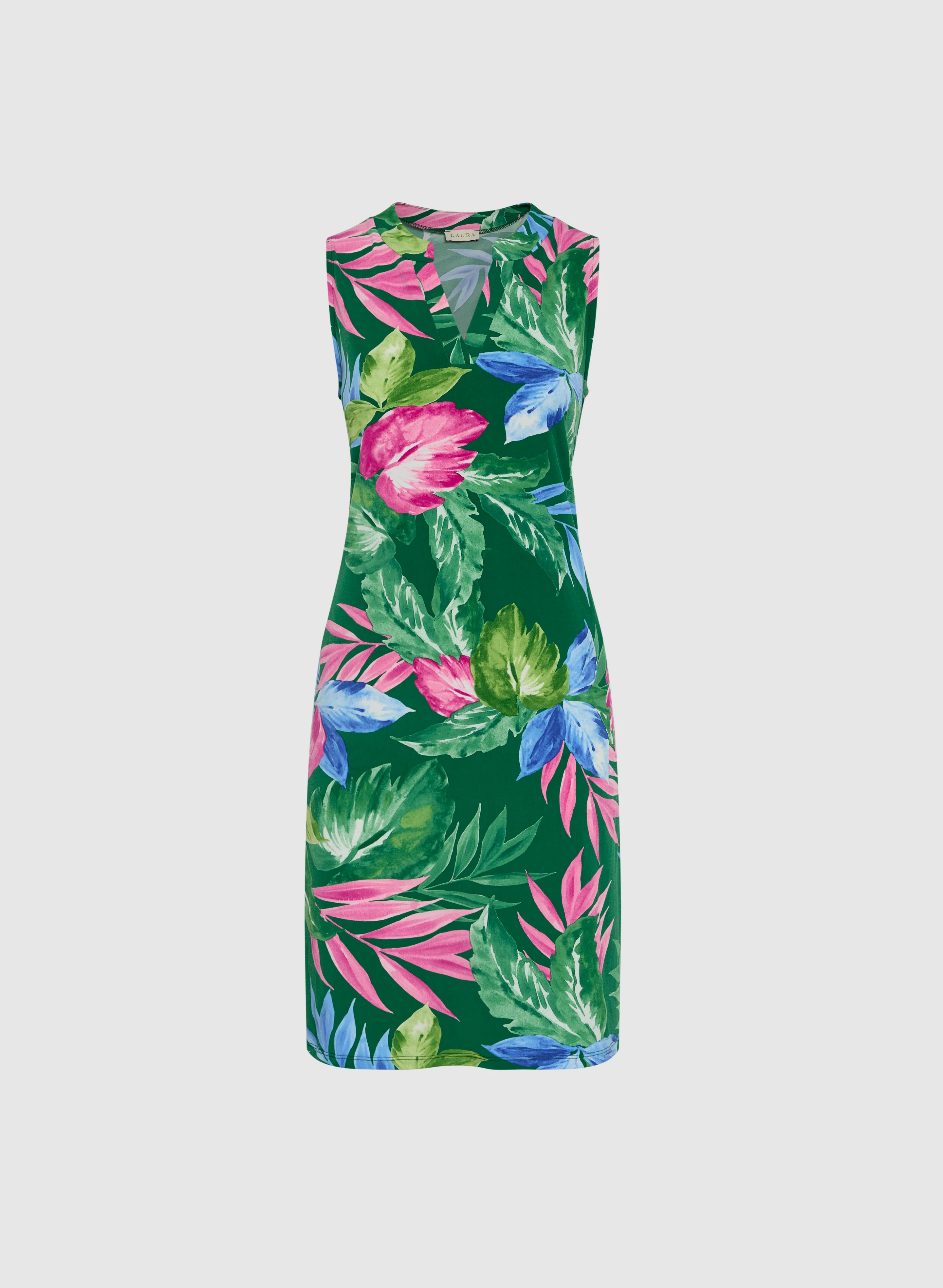 Tropical Print A-Line Dress - Image 5
