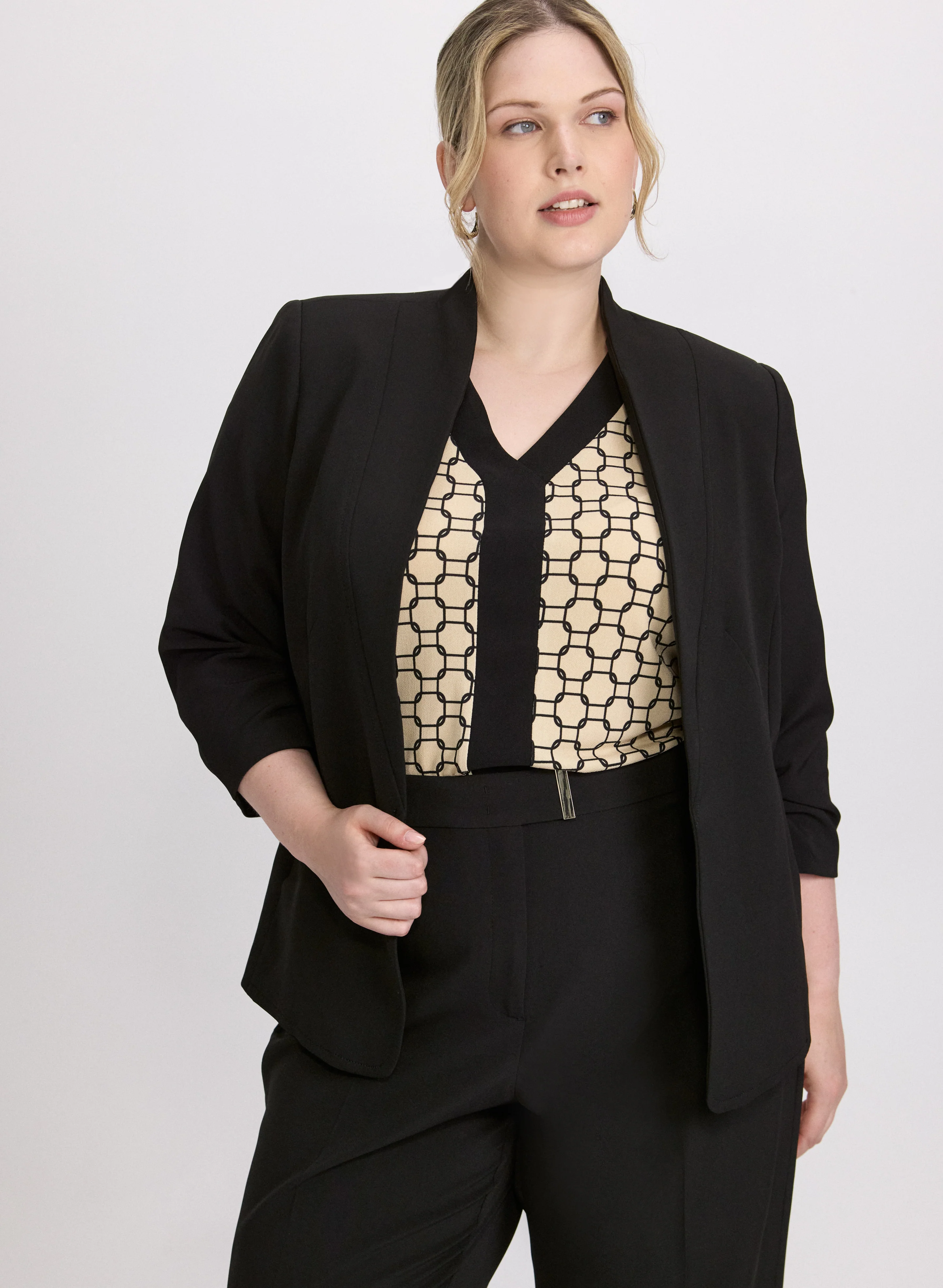 Twill 3/4 Sleeve Blazer - Image 8