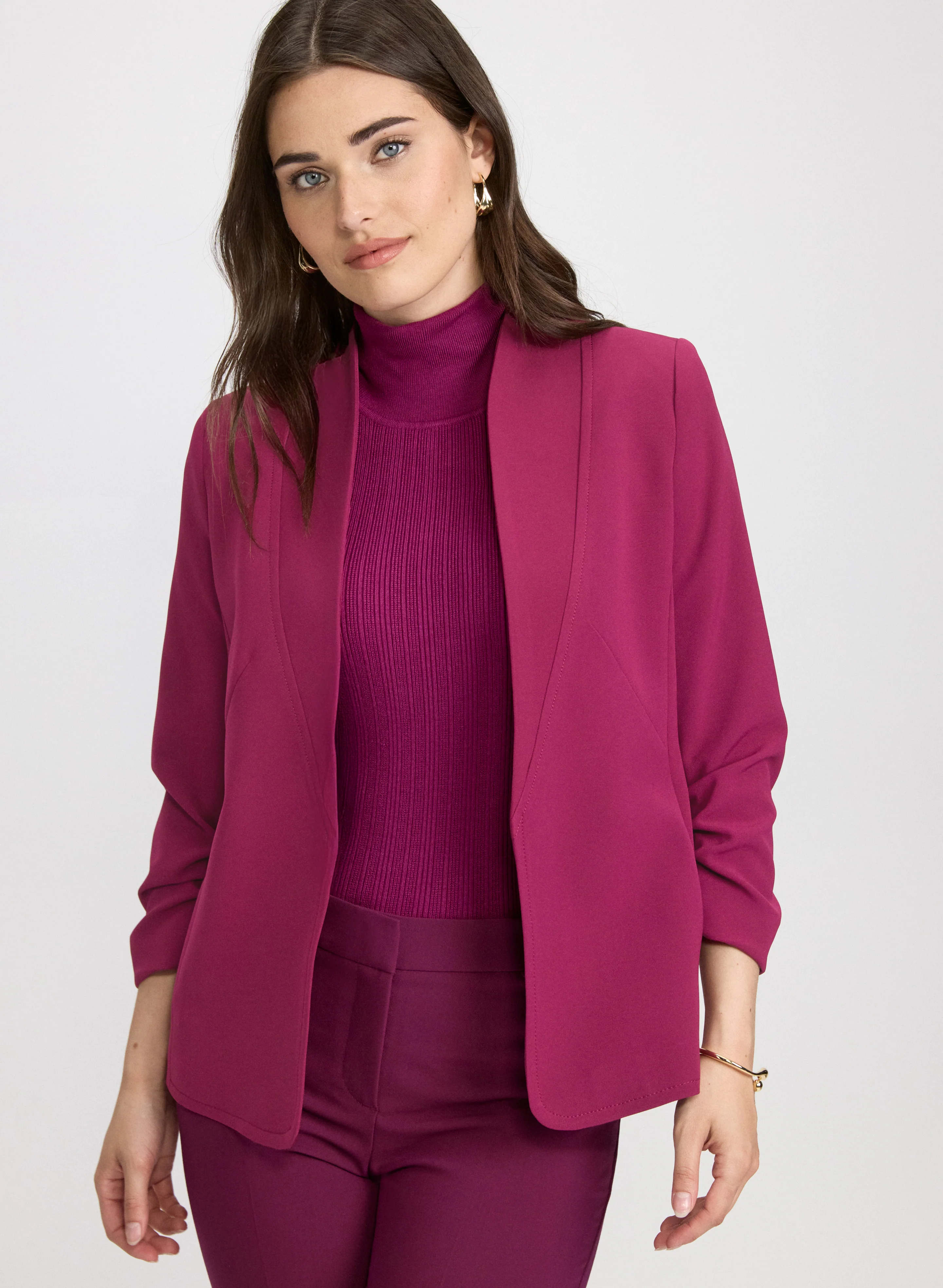 Twill 3/4 Sleeve Blazer