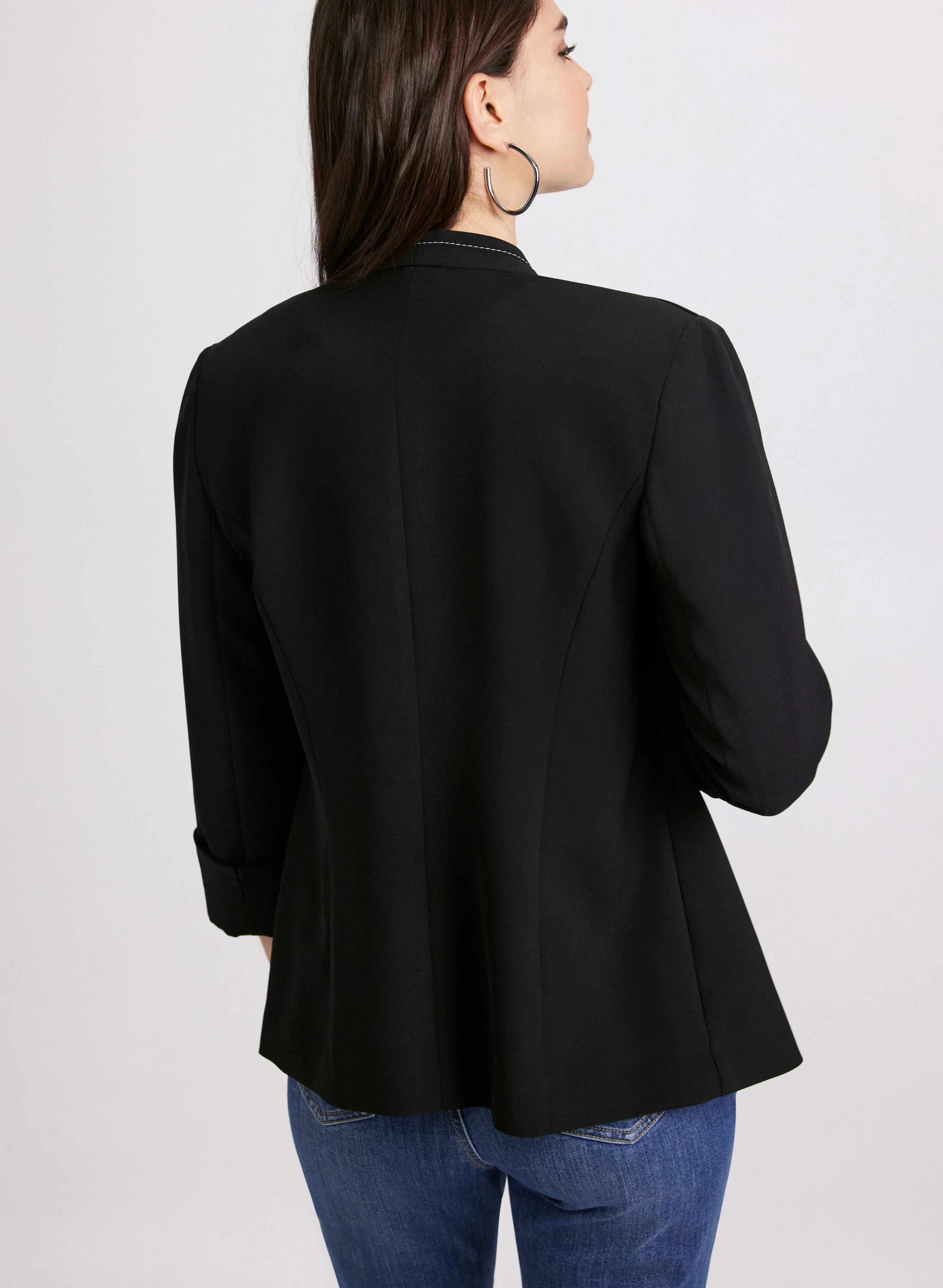 Open Twill Collarless Jacket - Image 4