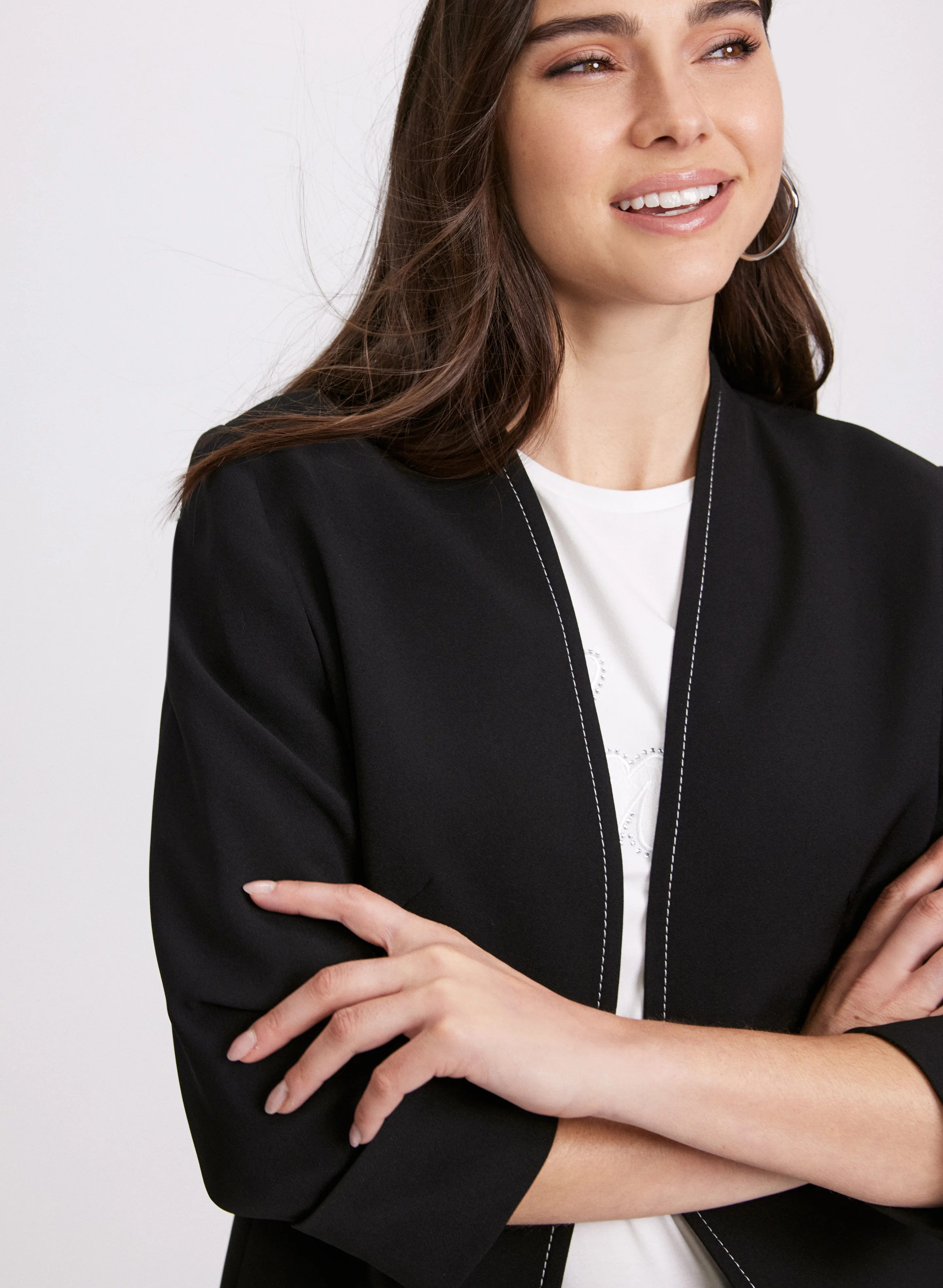 Open Twill Collarless Jacket - Image 5