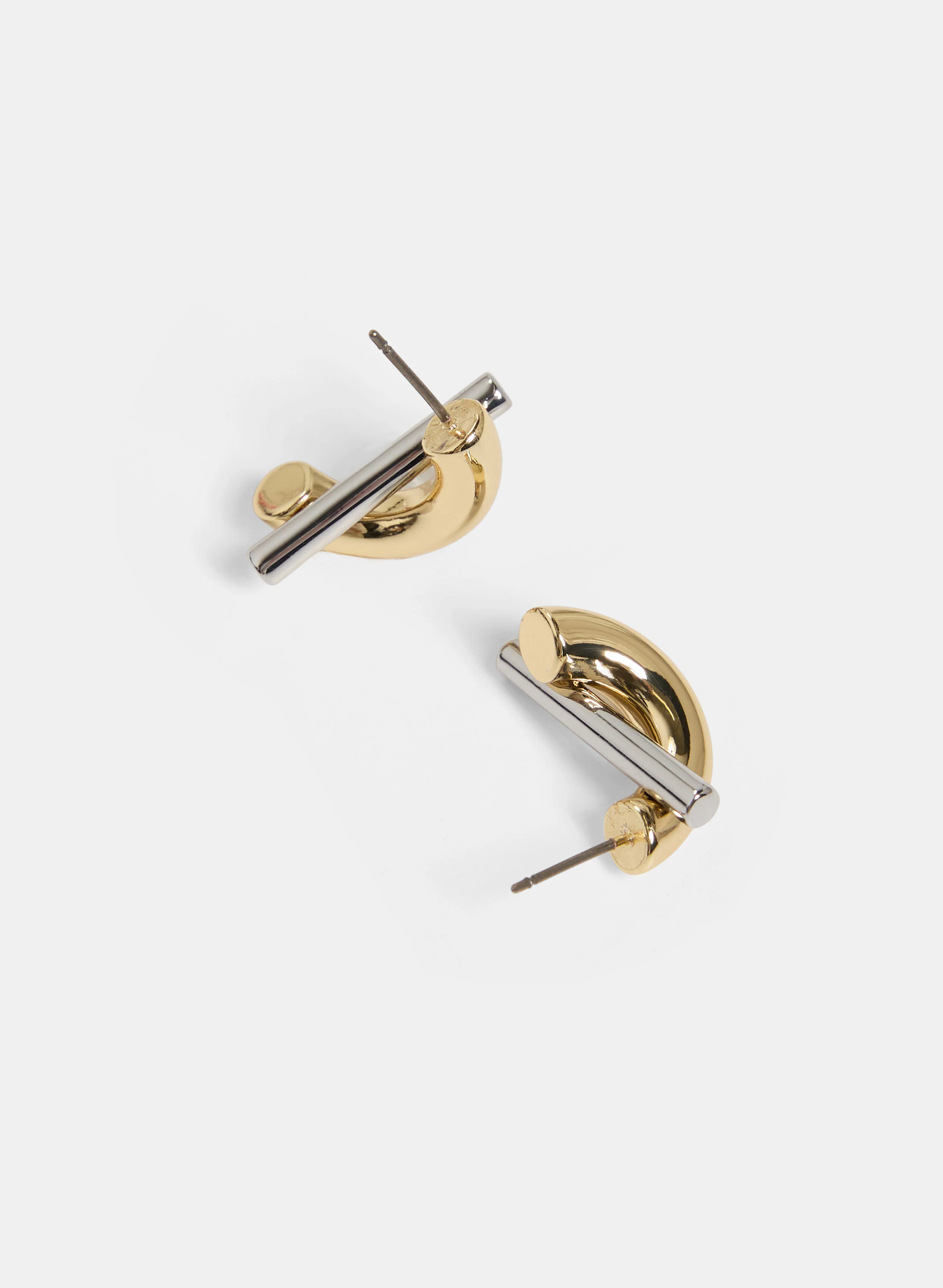 Two-Tone Button Earrings - Image 3