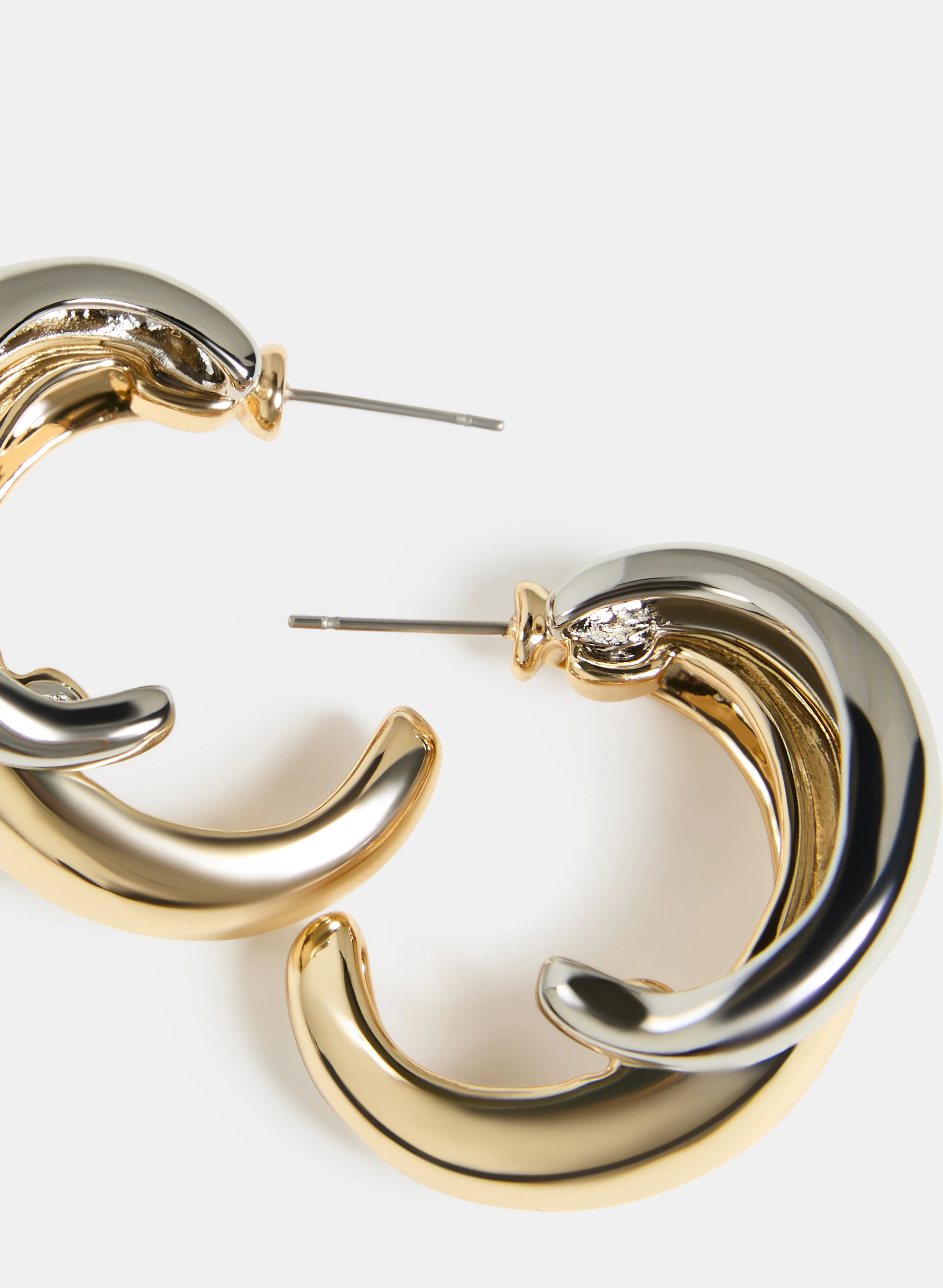 Two-Tone Double Hoop Earrings - Image 3