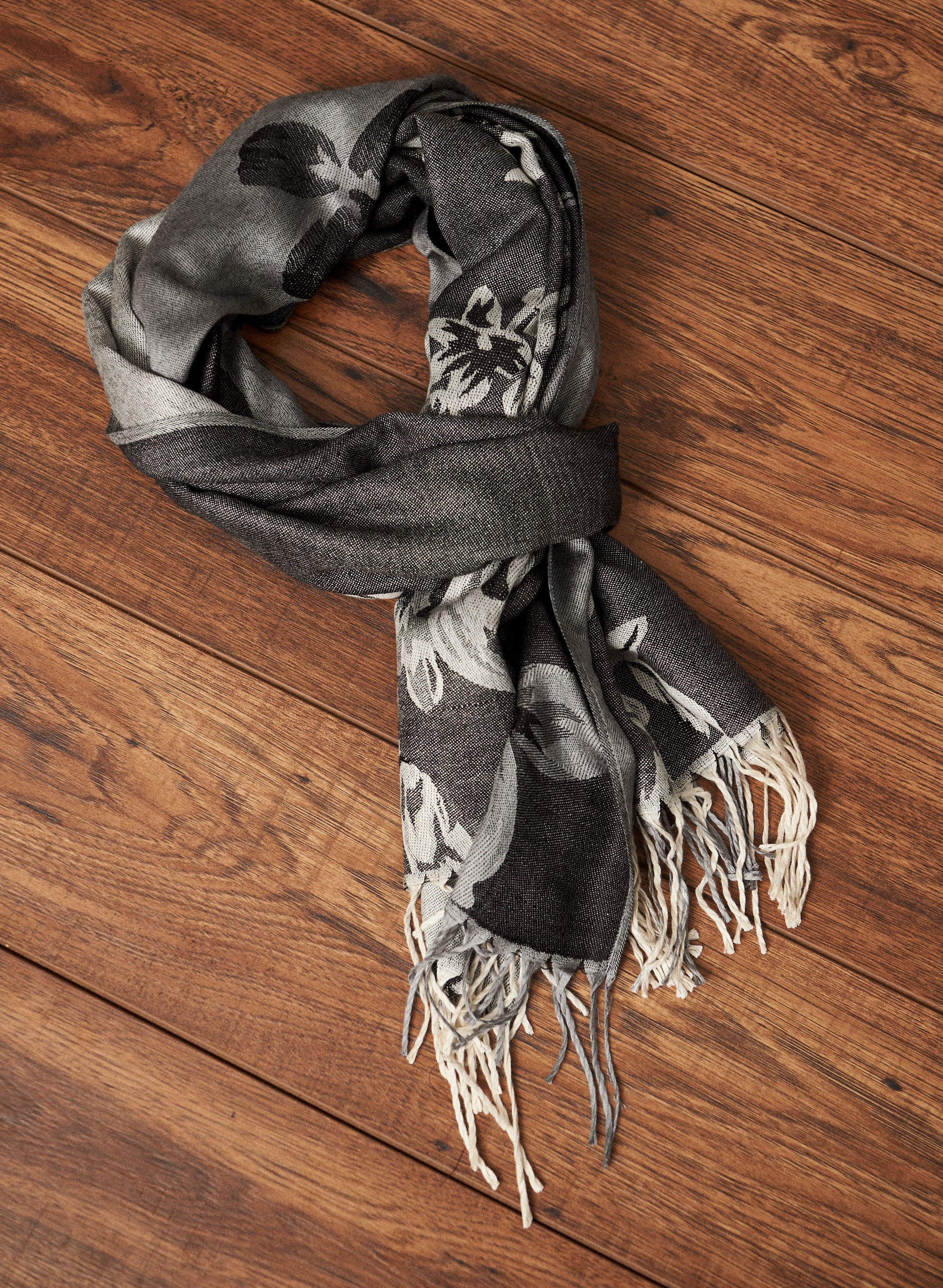 Two Tone Floral Jacquard Scarf