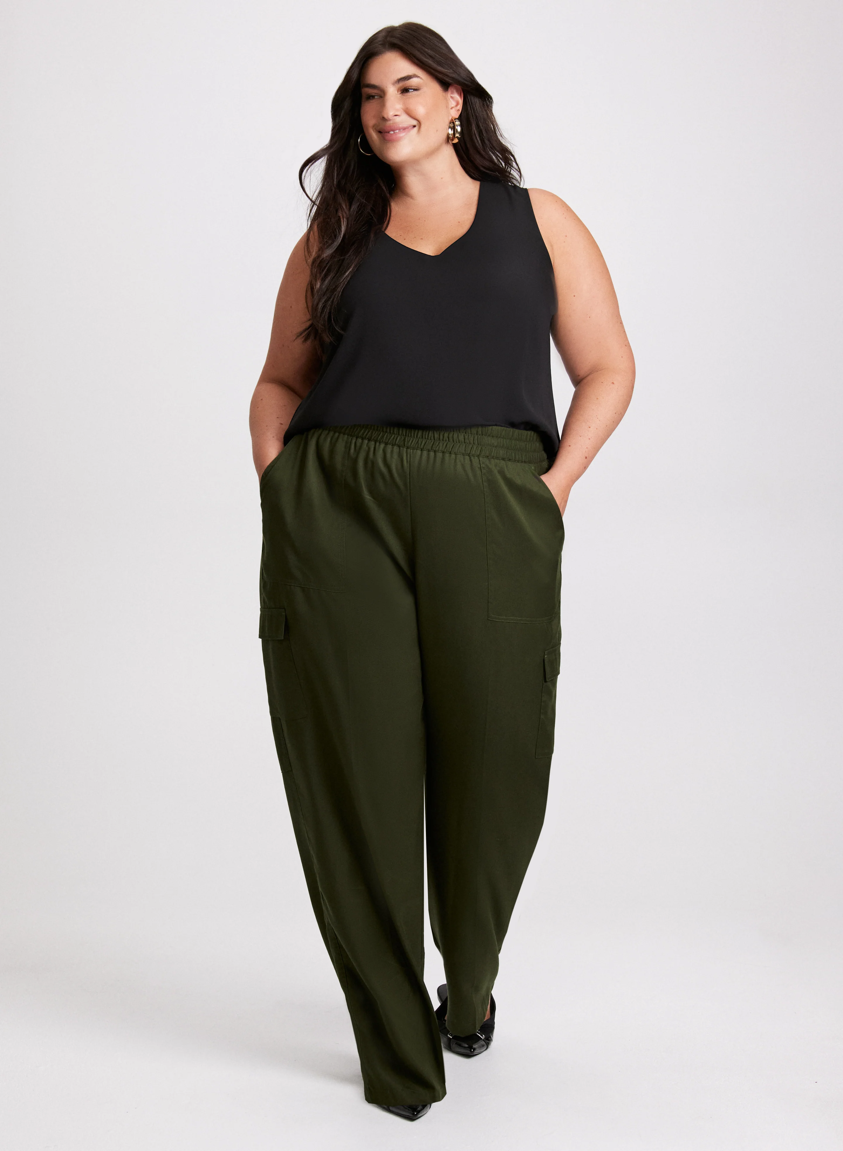 V-Neck Blouse & Cargo Pants