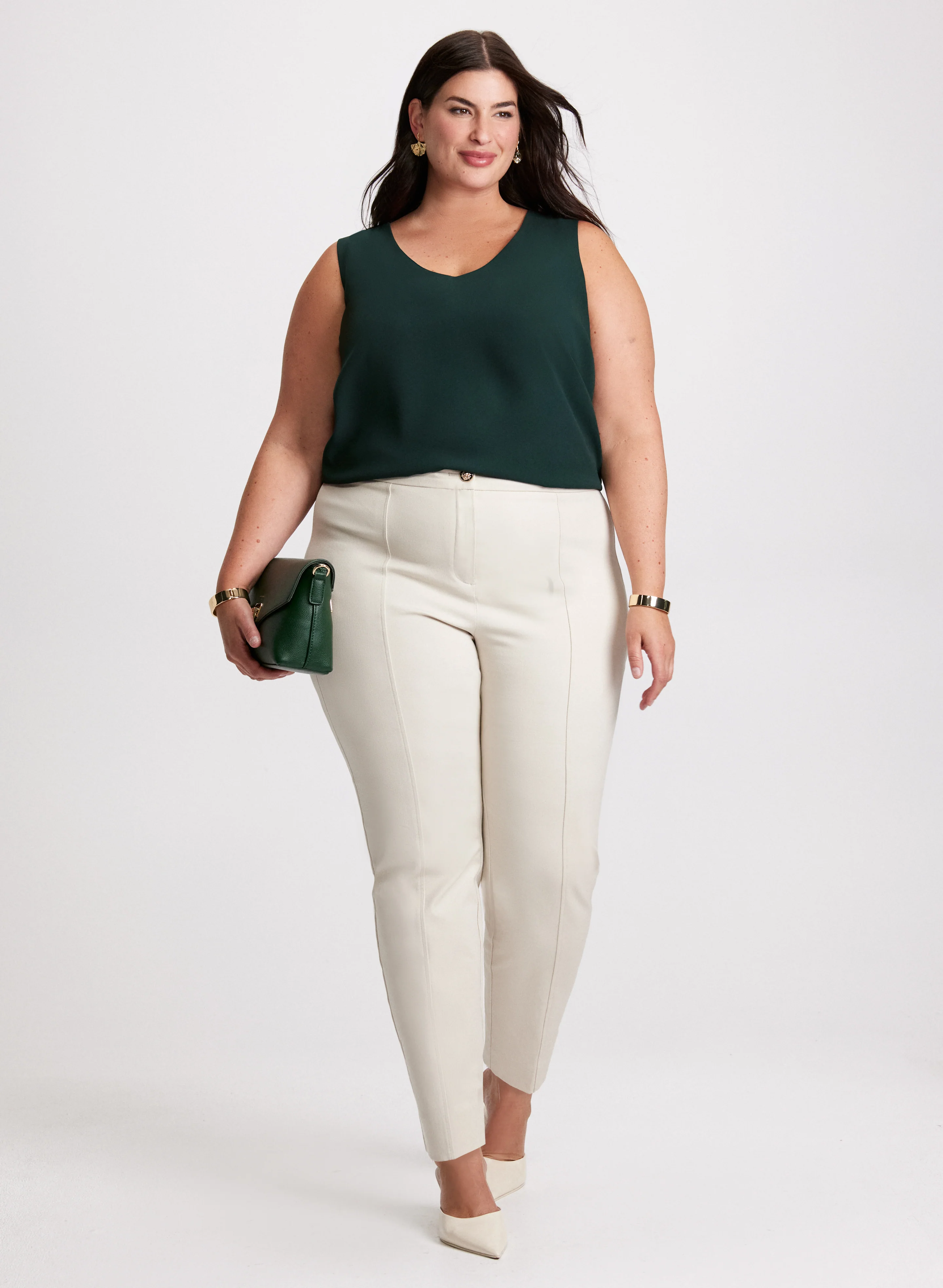 V-Neck Blouse & Slim Leg Pants