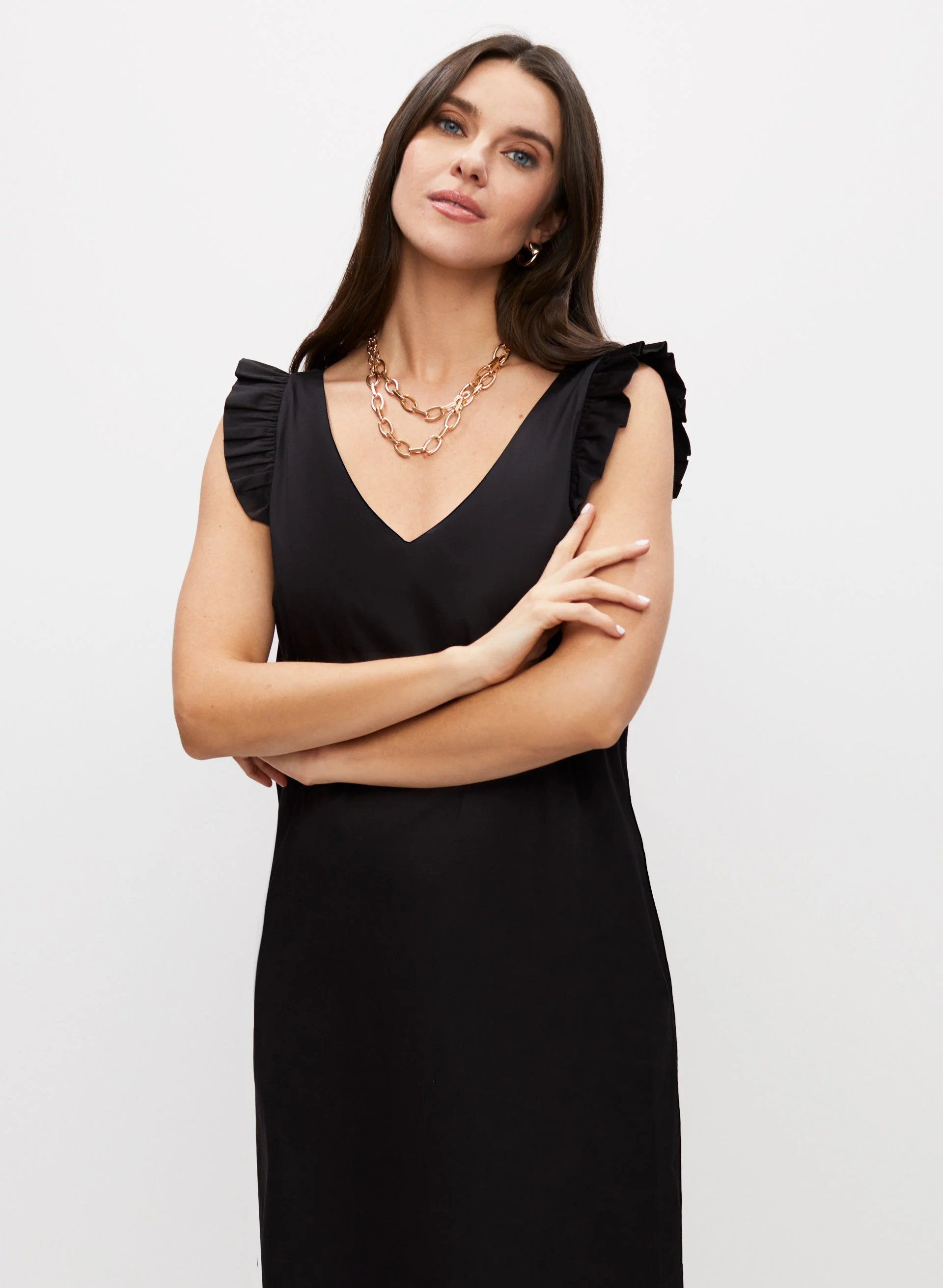 V-Neck Ruffle Sleeve Dress - Image 4