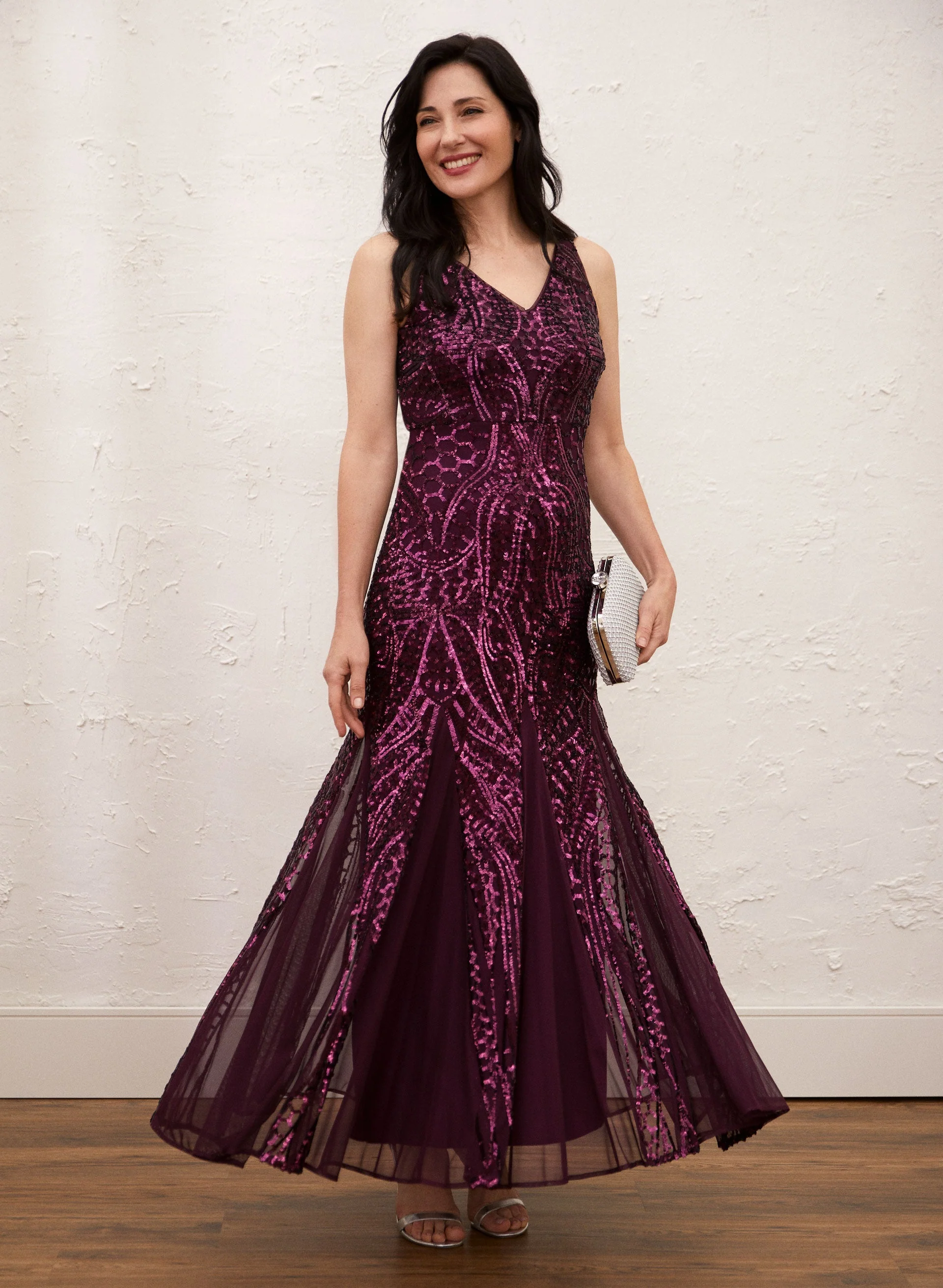 V-Neck Sequin Dress