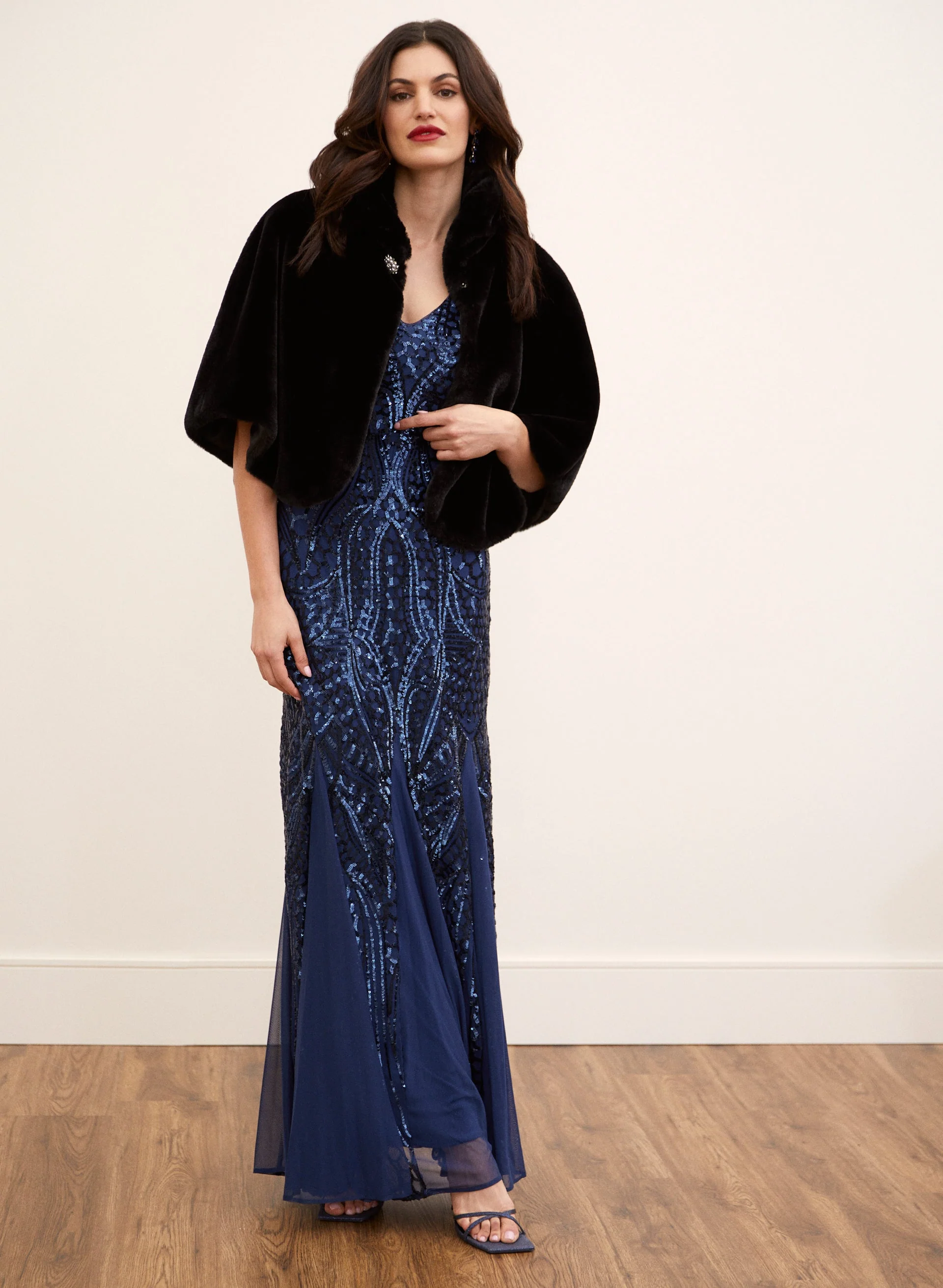 V-Neck Sequin Dress