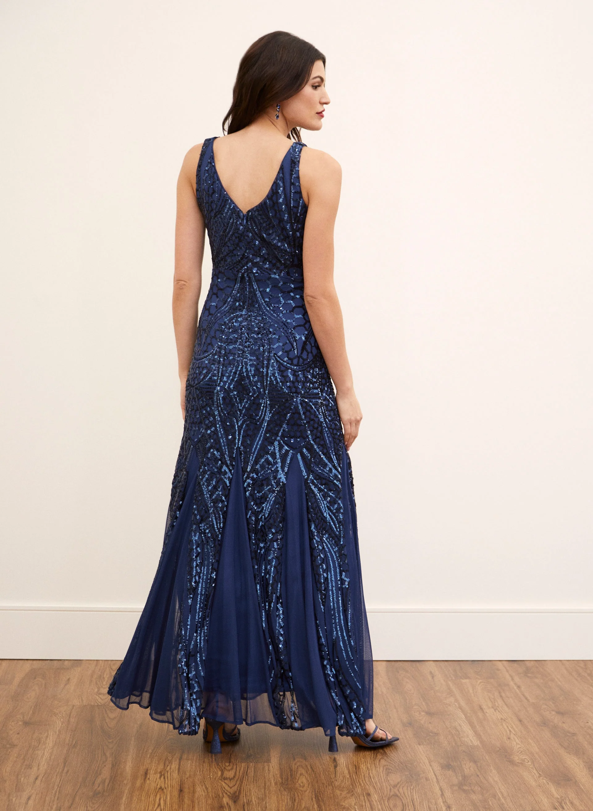 V-Neck Sequin Dress - Image 2