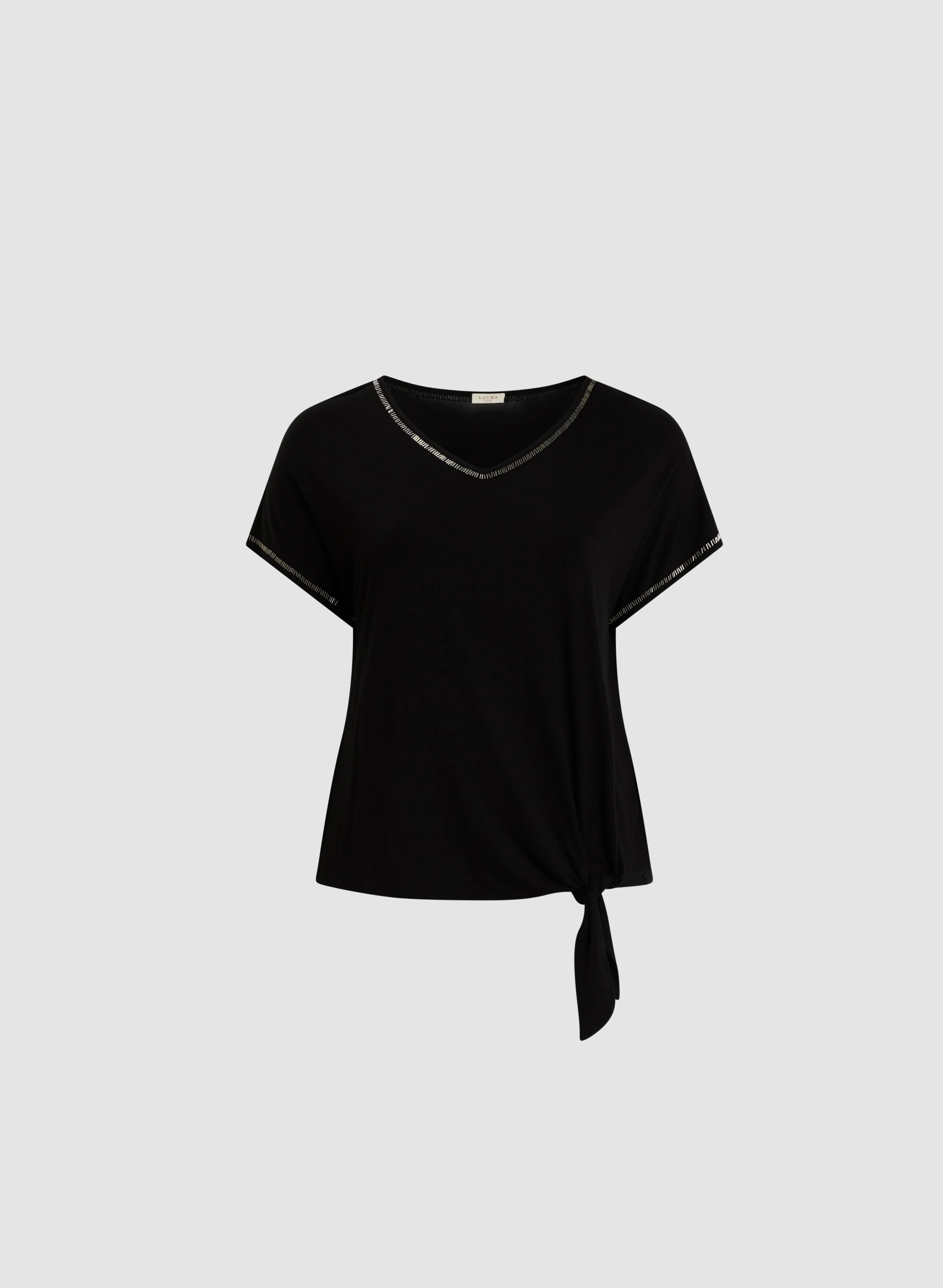 V-Neck Tee With Beaded Trim - Image 6