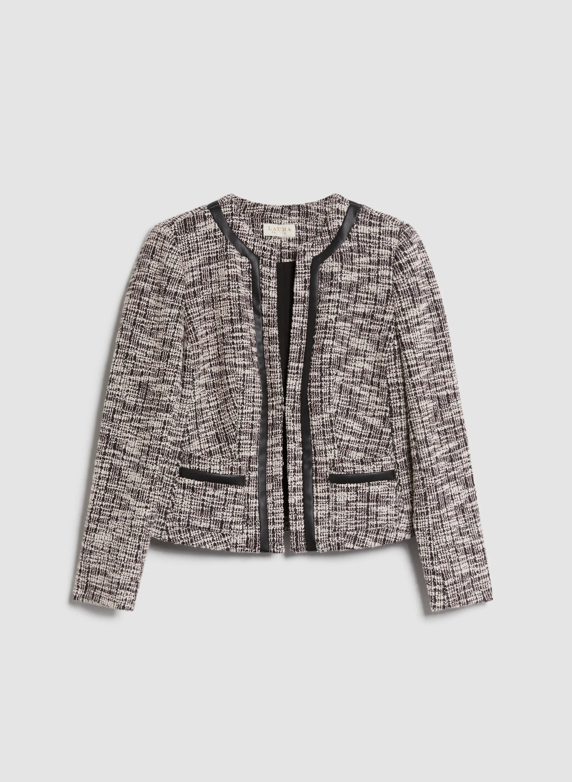 Vegan Leather Detail Bouclé Jacket - Image 6