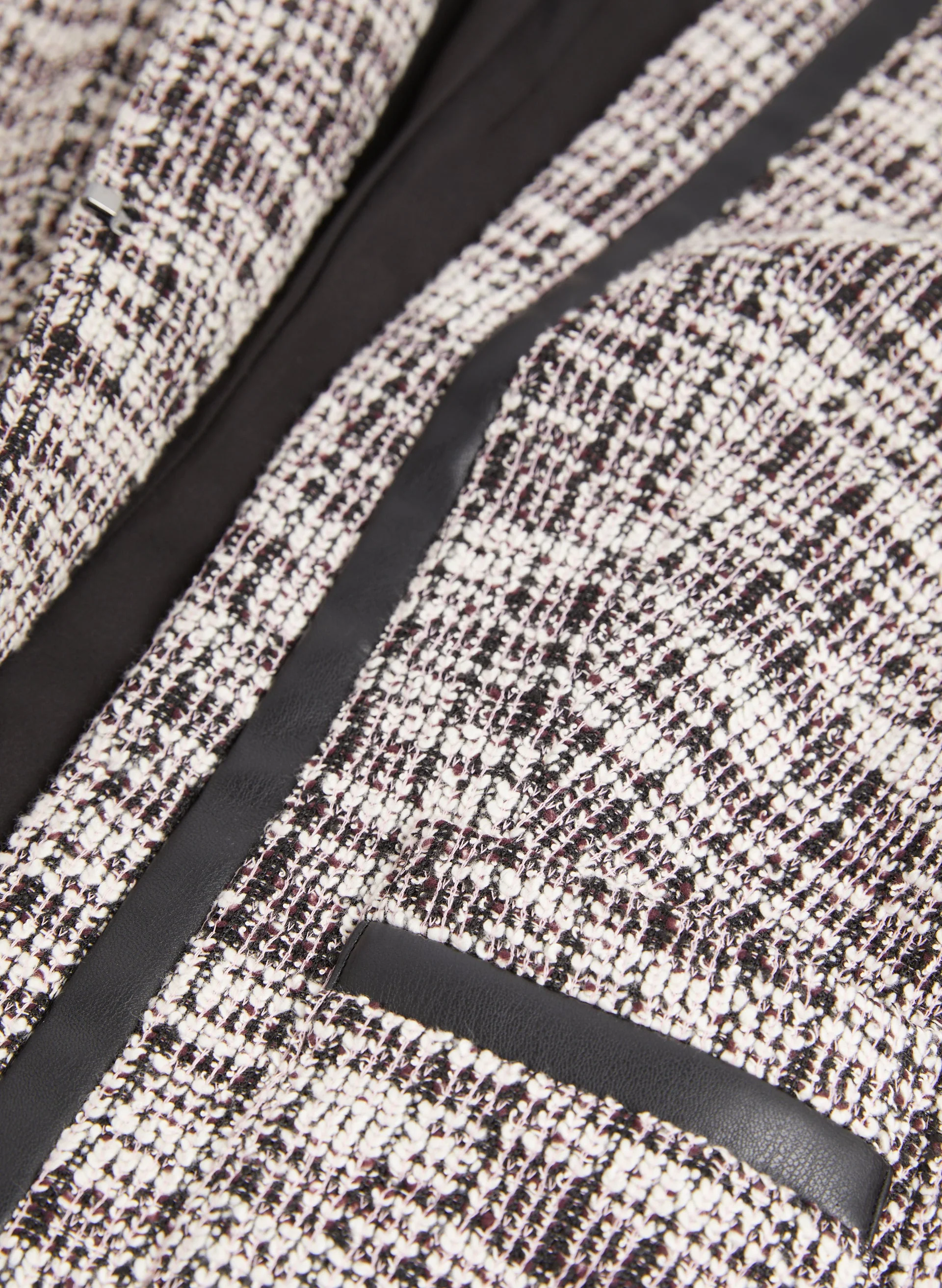 Vegan Leather Detail Bouclé Jacket - Image 7
