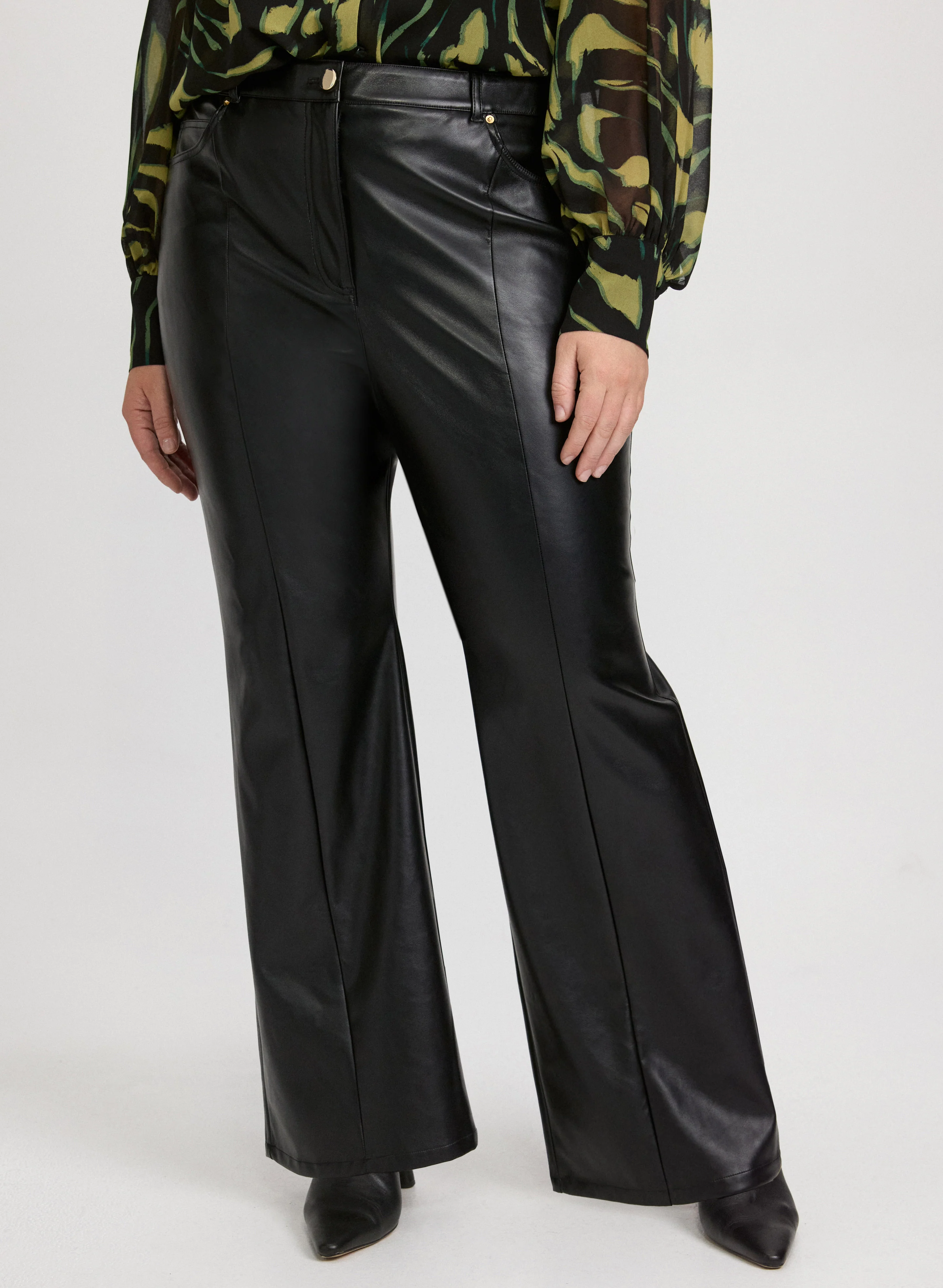 Vegan Leather Flare-Leg Pants - Image 10