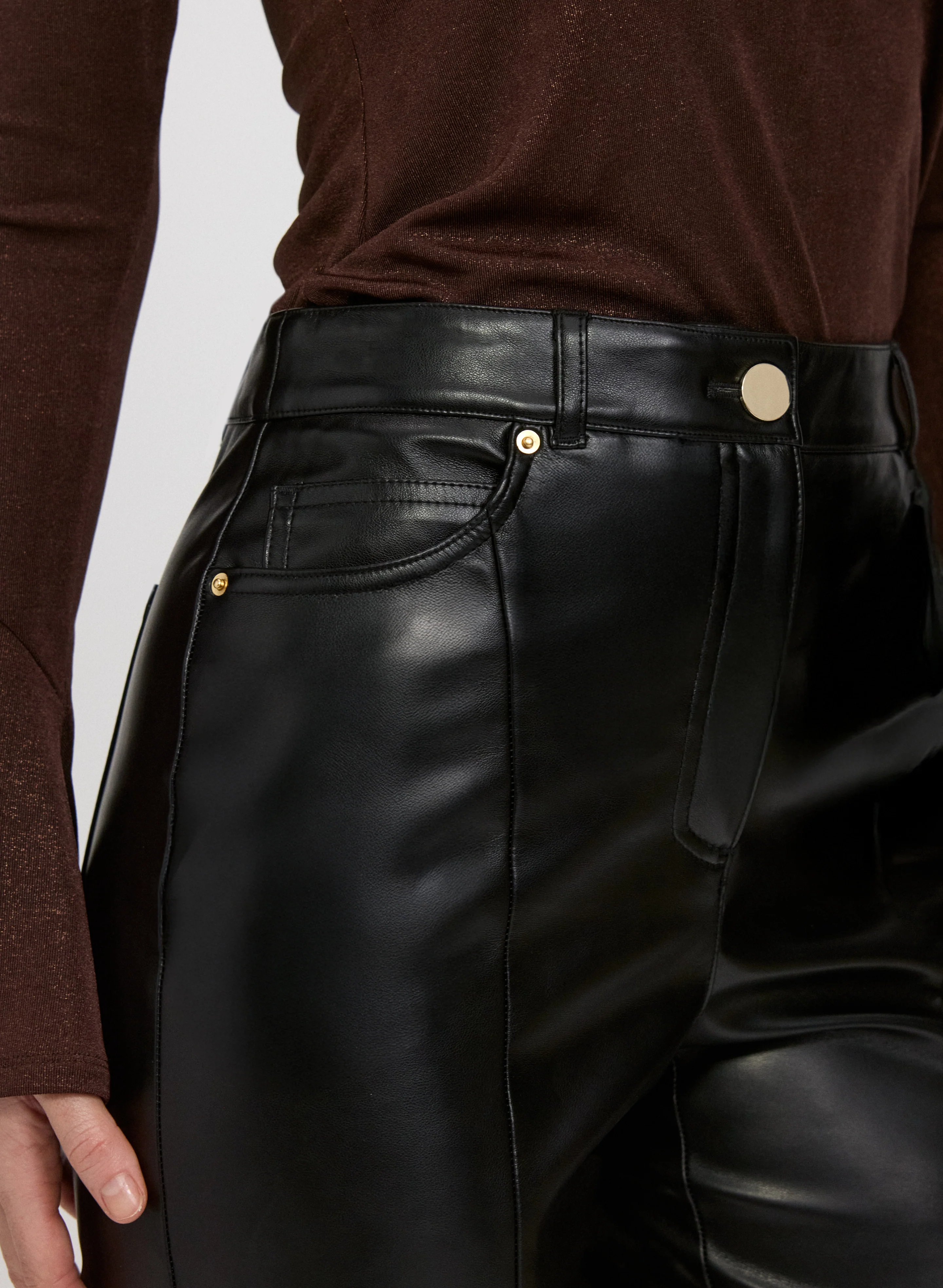 Vegan Leather Flare-Leg Pants - Image 6