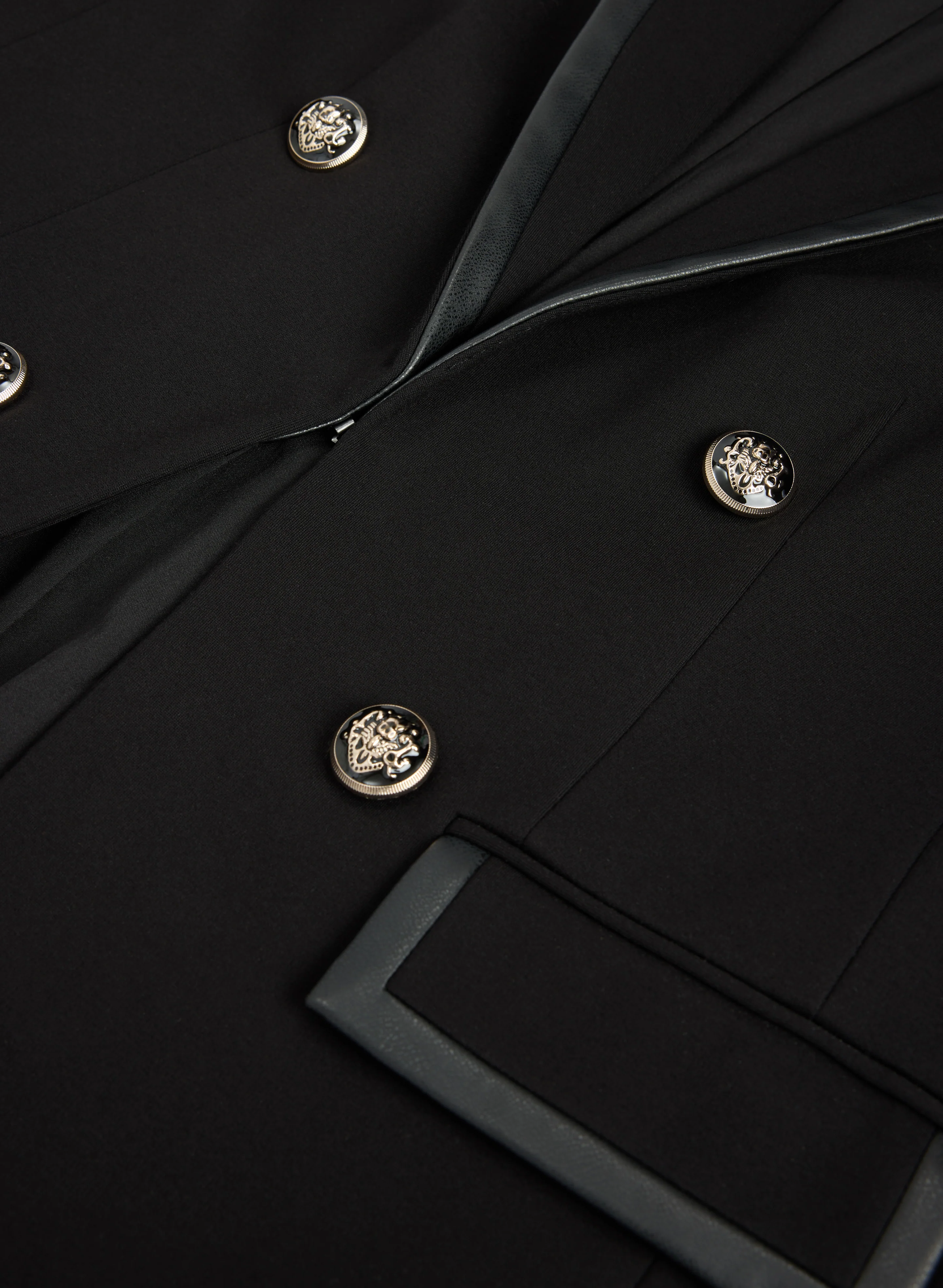 Vegan Leather Trim Blazer - Image 7