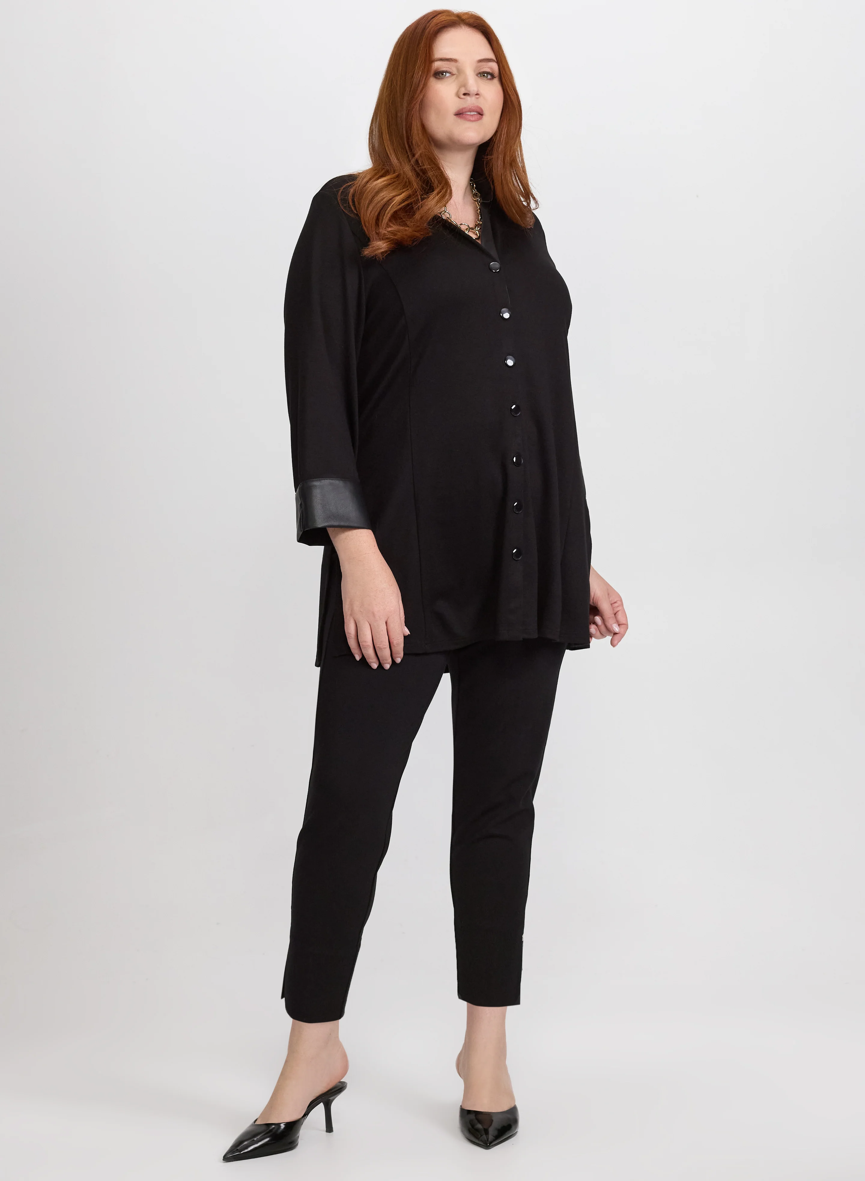 Vegan Leather Trim Top - Image 3