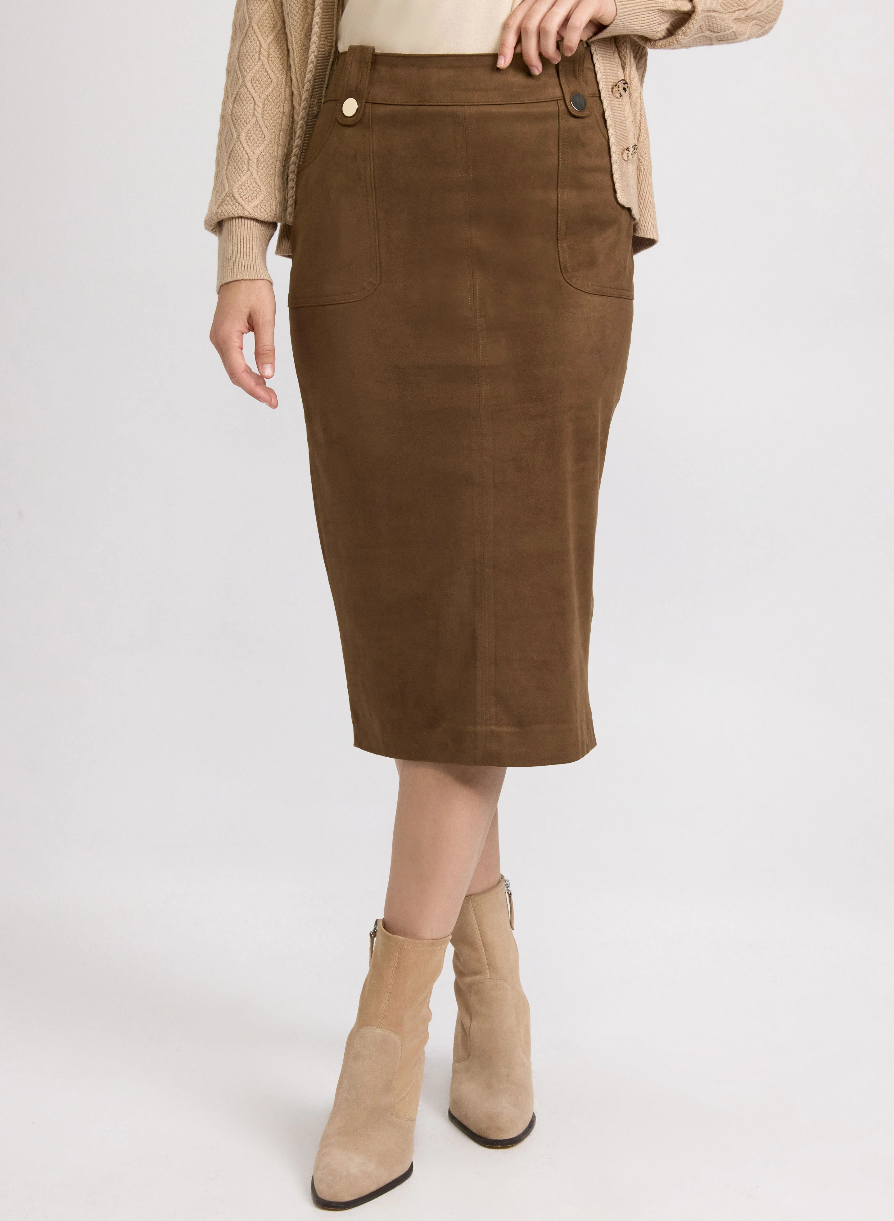 Vegan Suede Pencil Skirt