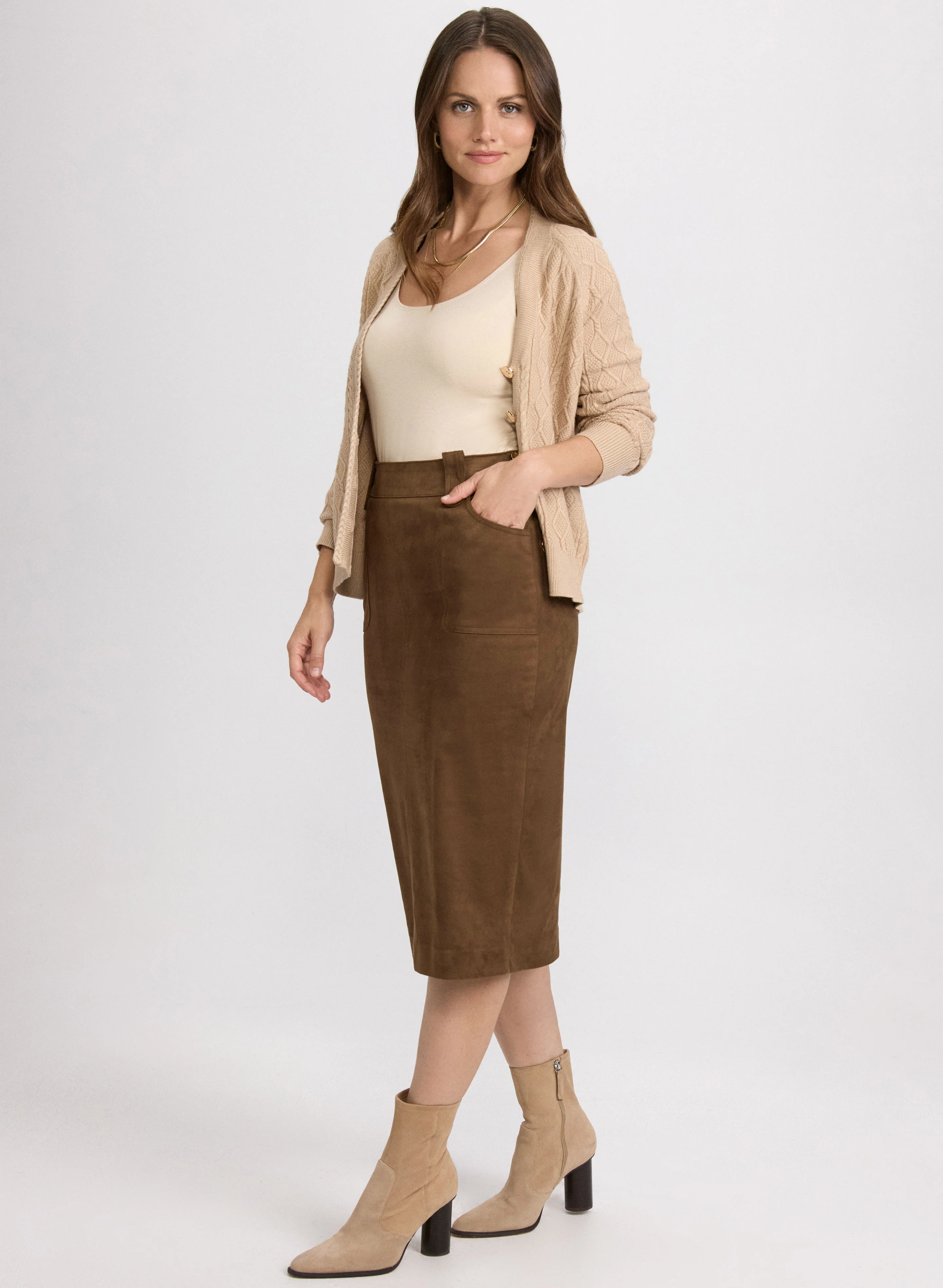Vegan Suede Pencil Skirt - Image 4