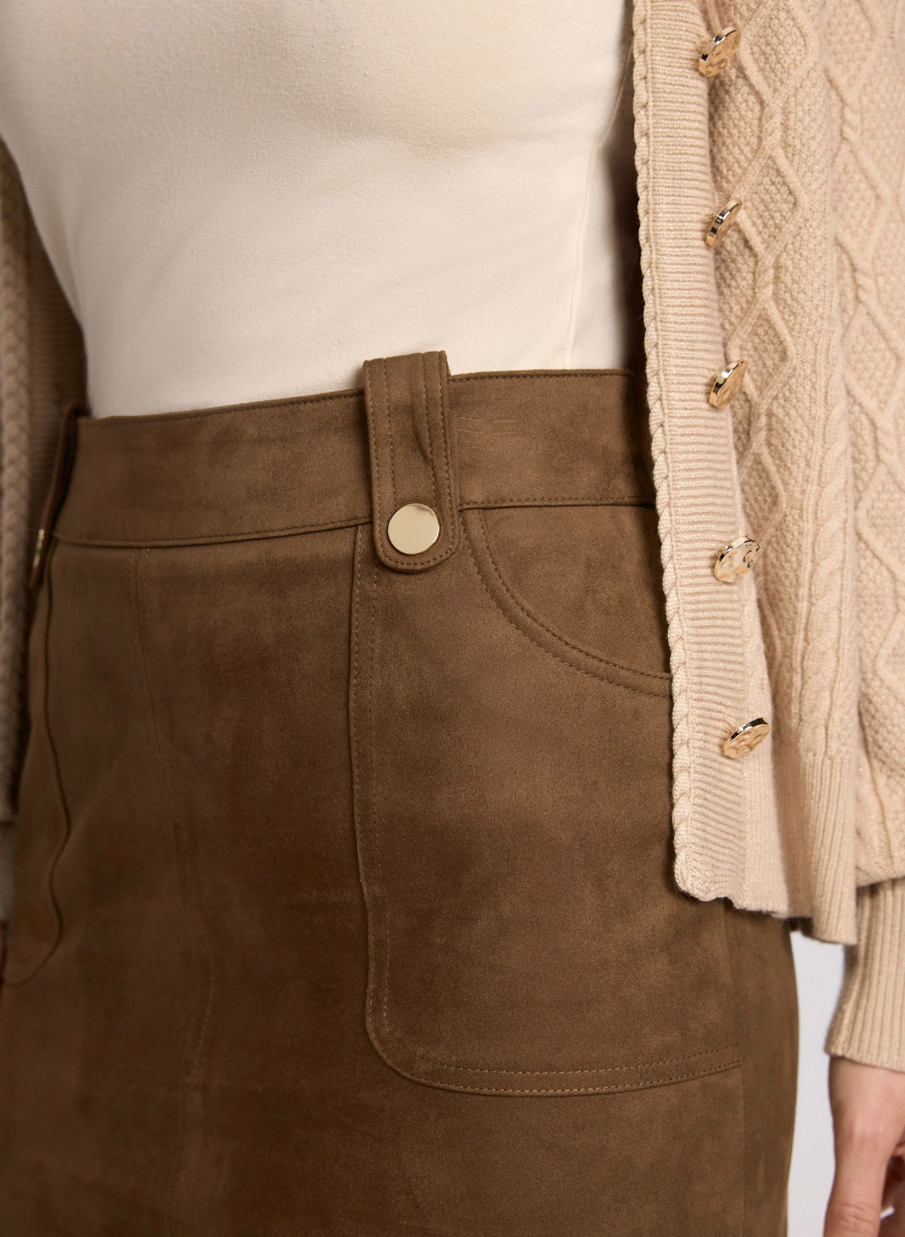 Vegan Suede Pencil Skirt - Image 5