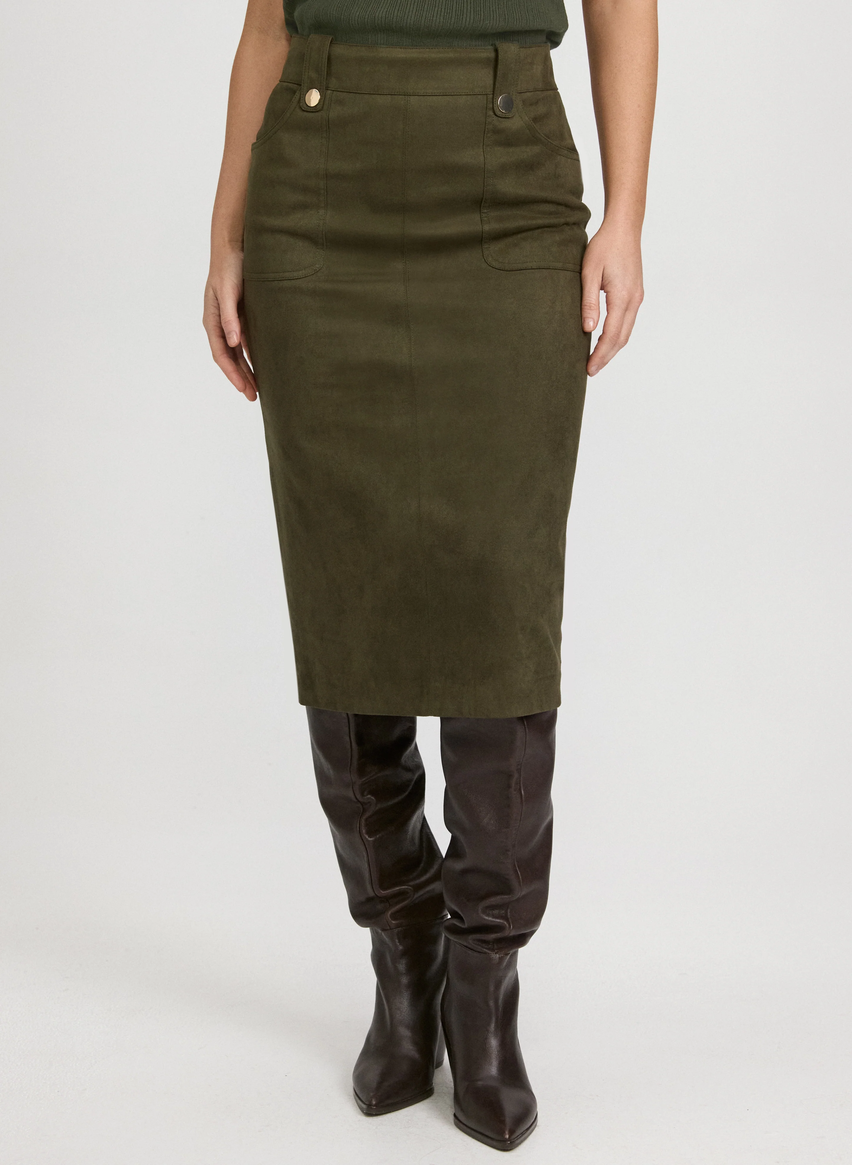 Vegan Suede Pencil Skirt