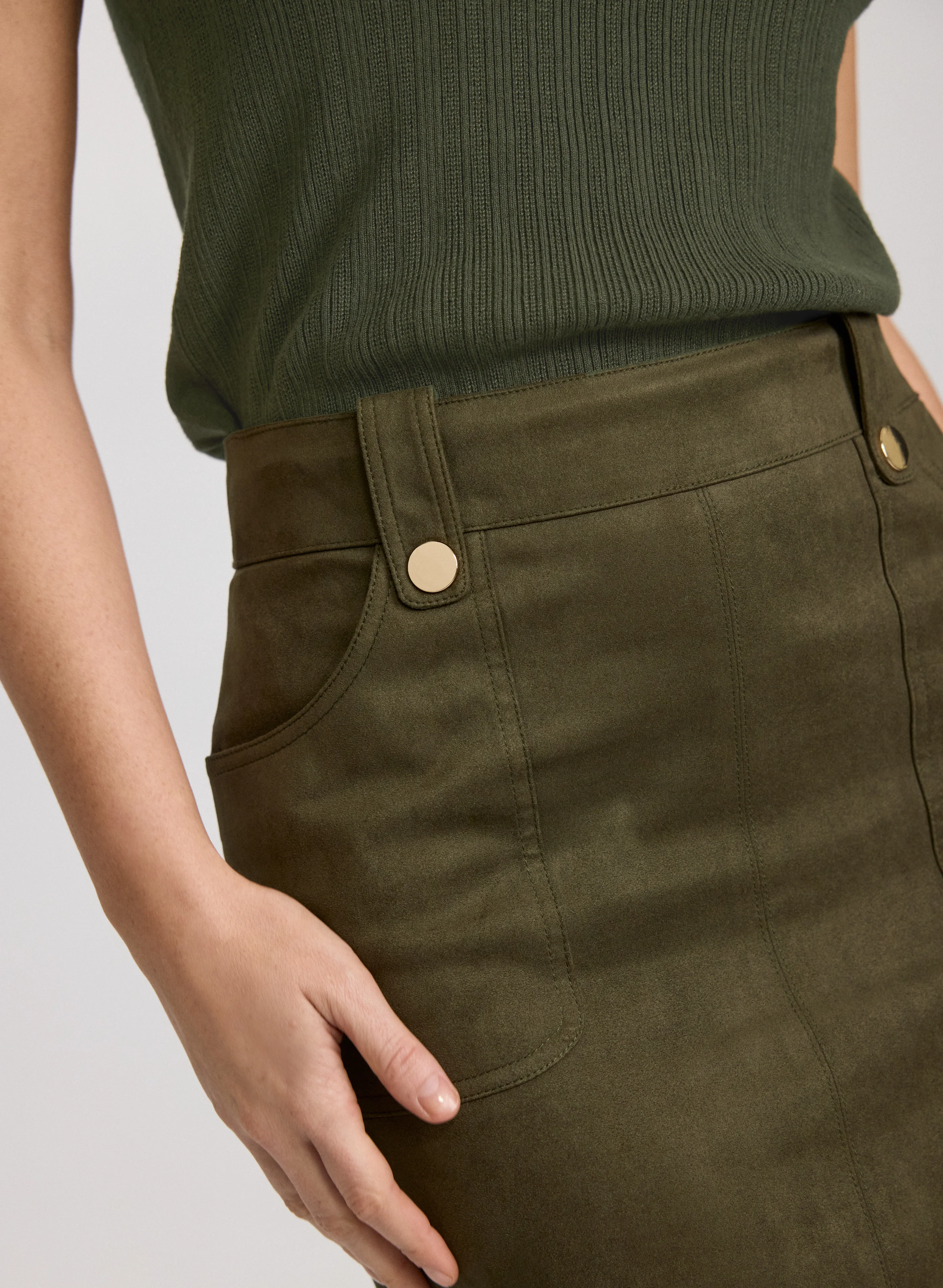 Vegan Suede Pencil Skirt - Image 4