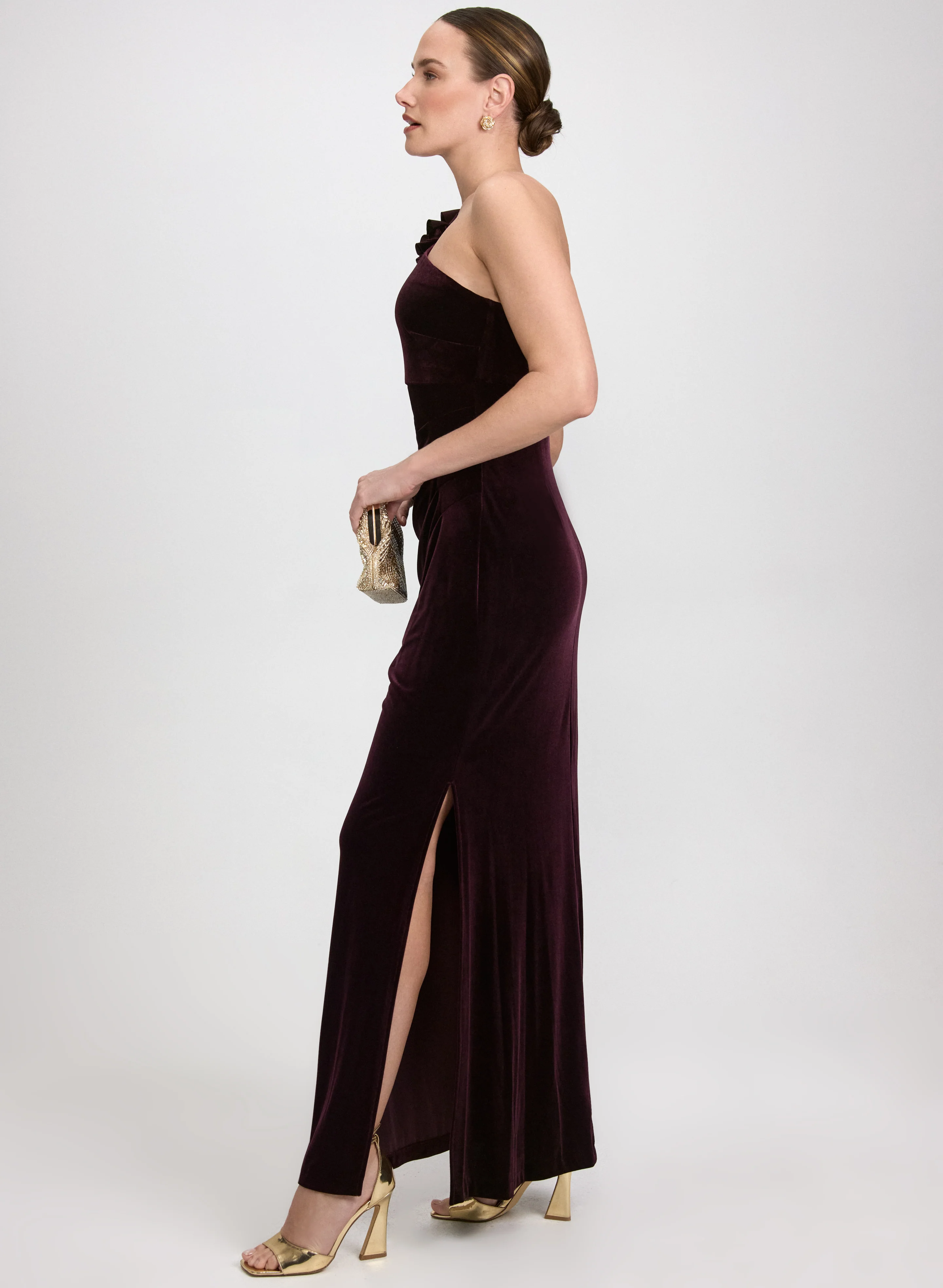 Velvet One-Shoulder Dress - Image 2
