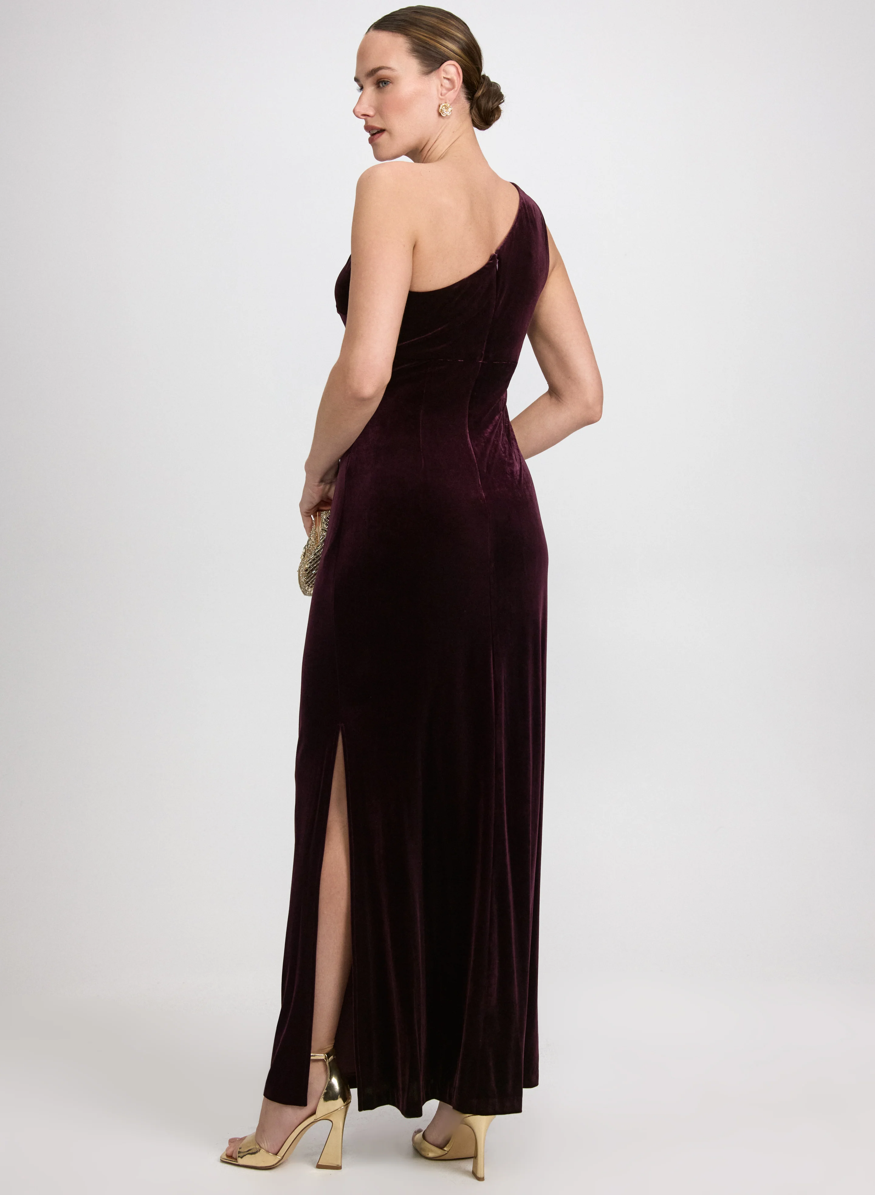 Velvet One-Shoulder Dress - Image 4
