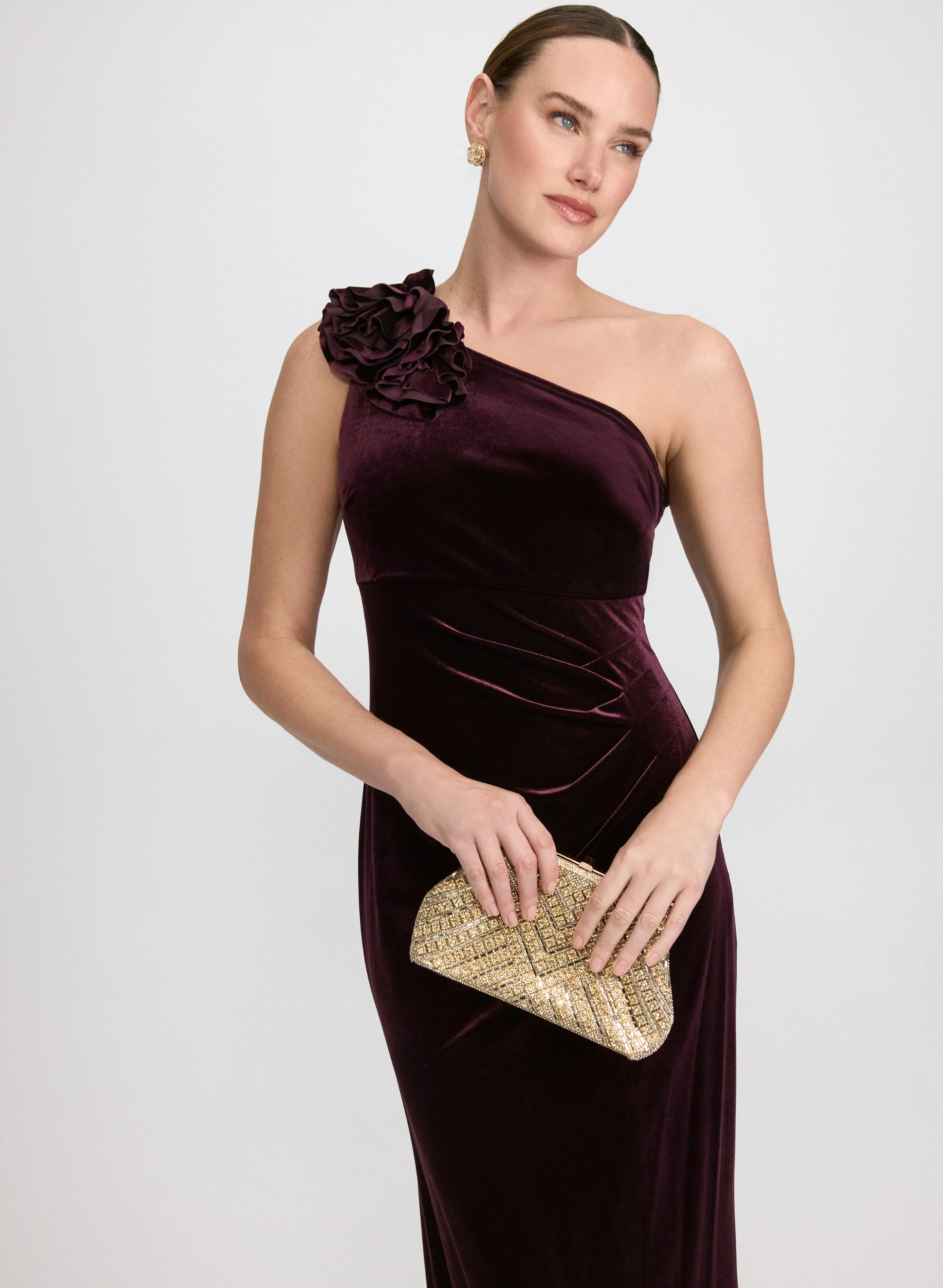 Velvet One-Shoulder Dress - Image 5