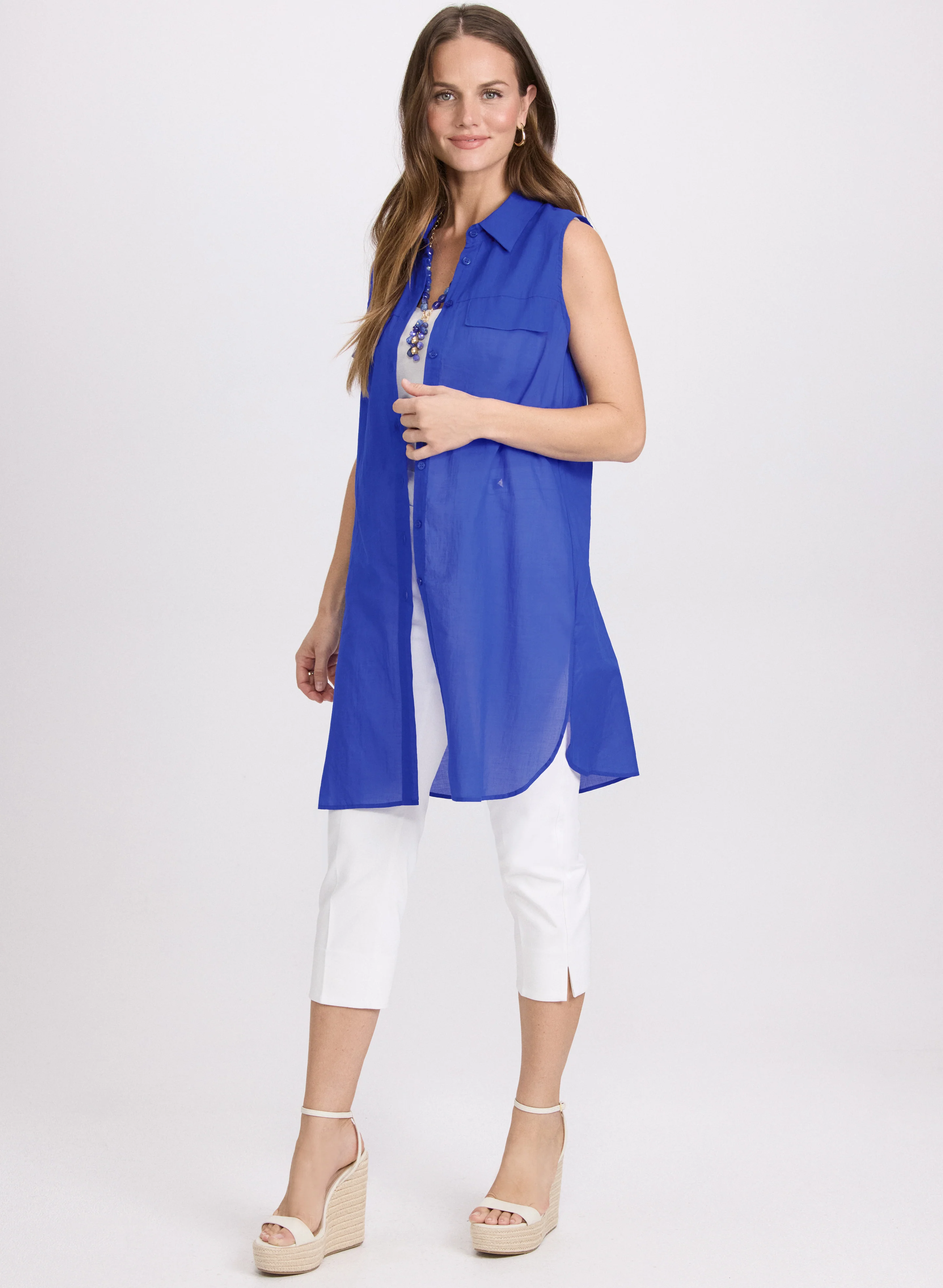 Button-Down Cotton Voile Blouse - Image 3