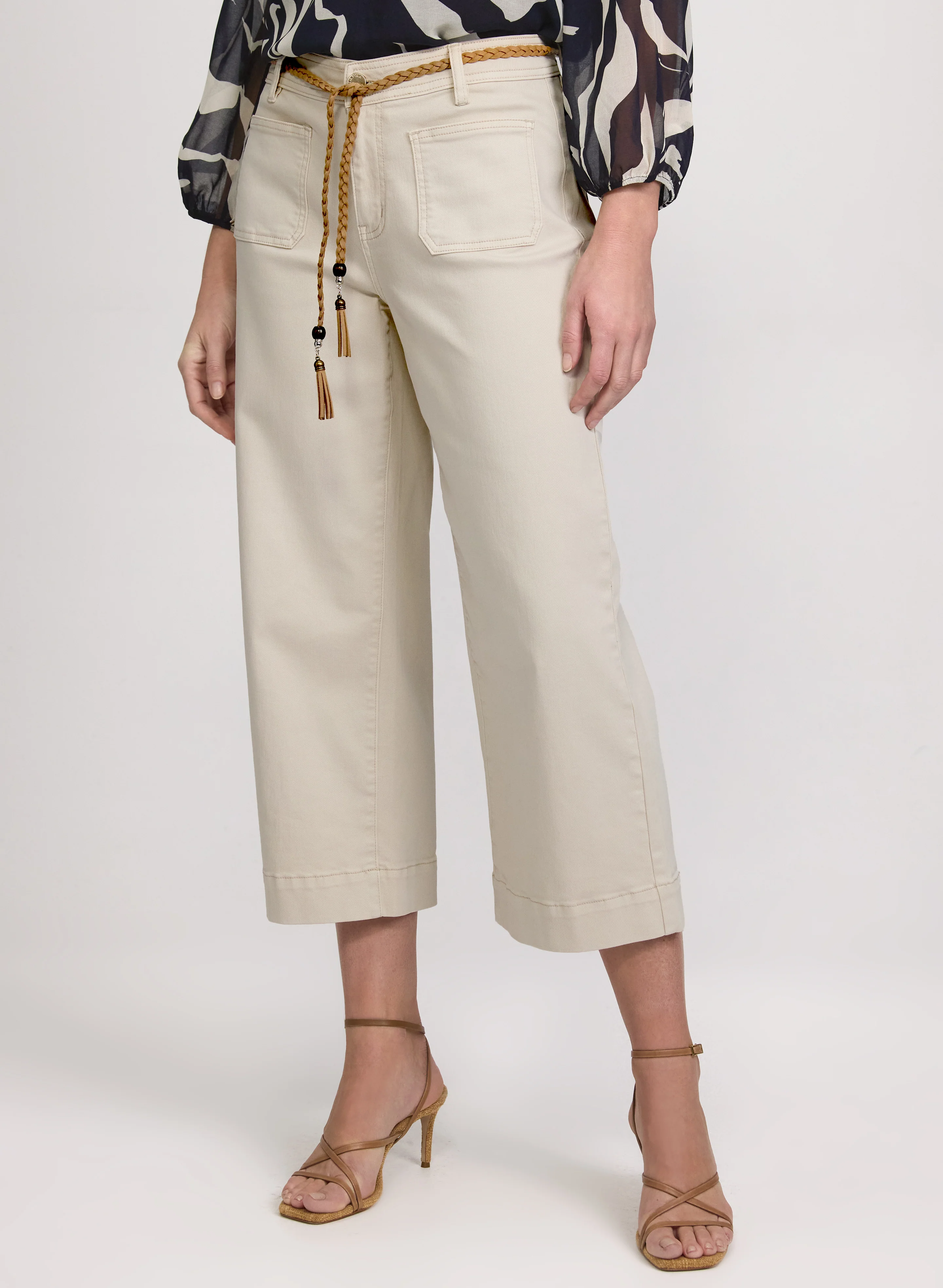 Wide-Leg Denim Capris