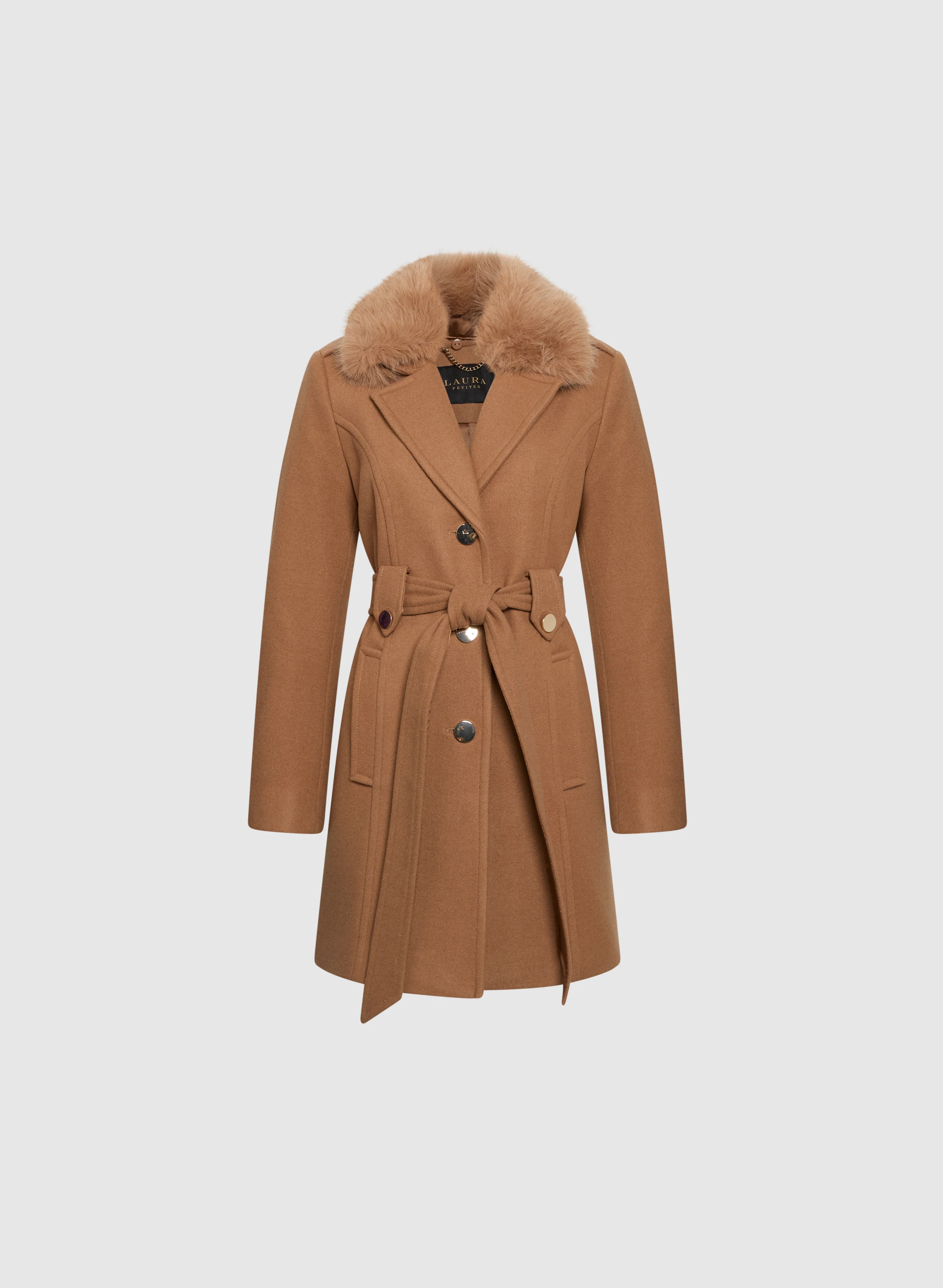 Wool-Blend Faux Fur Collar Coat - Image 5