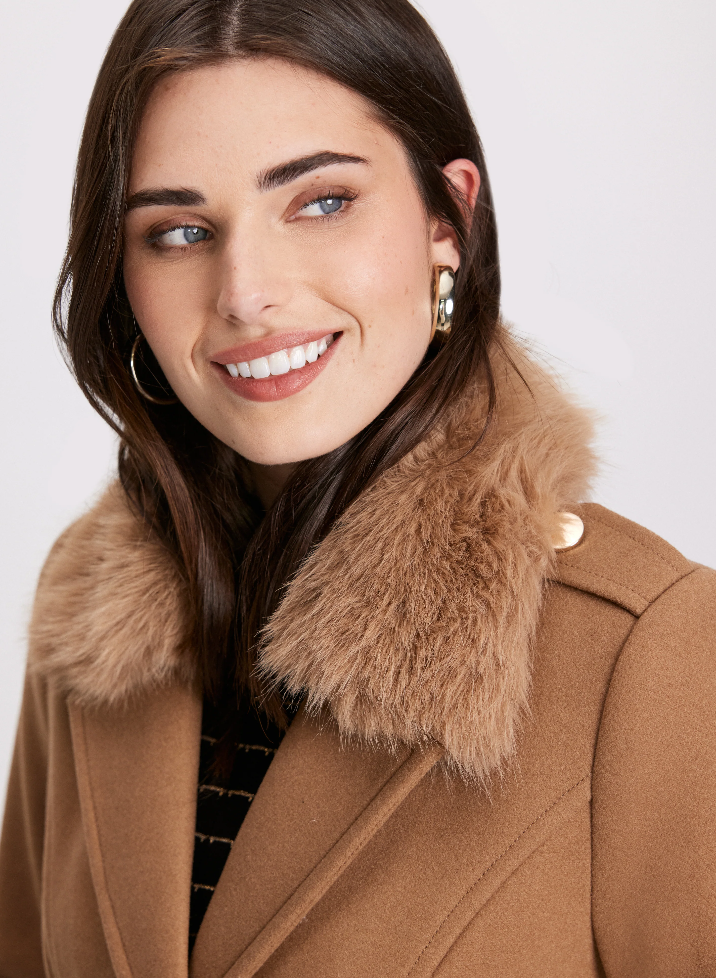 Wool-Blend Faux Fur Collar Coat - Image 7