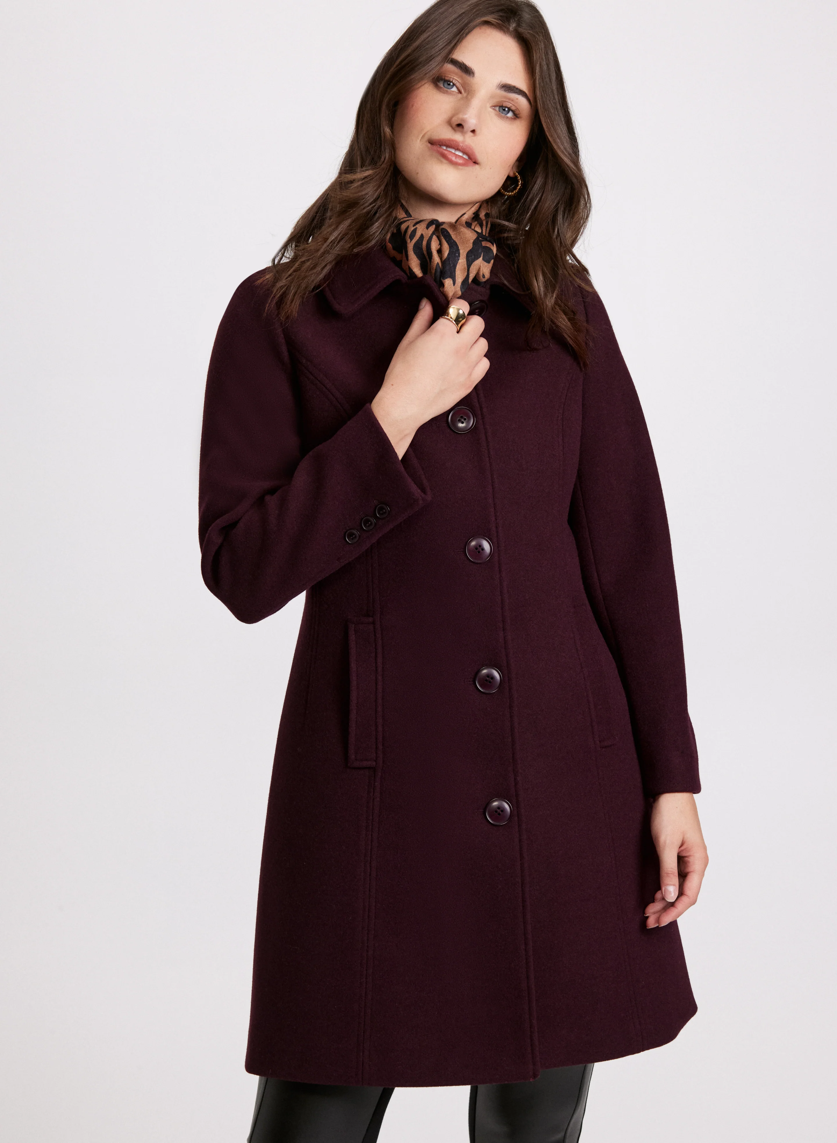 Stretch Wool-Blend Coat
