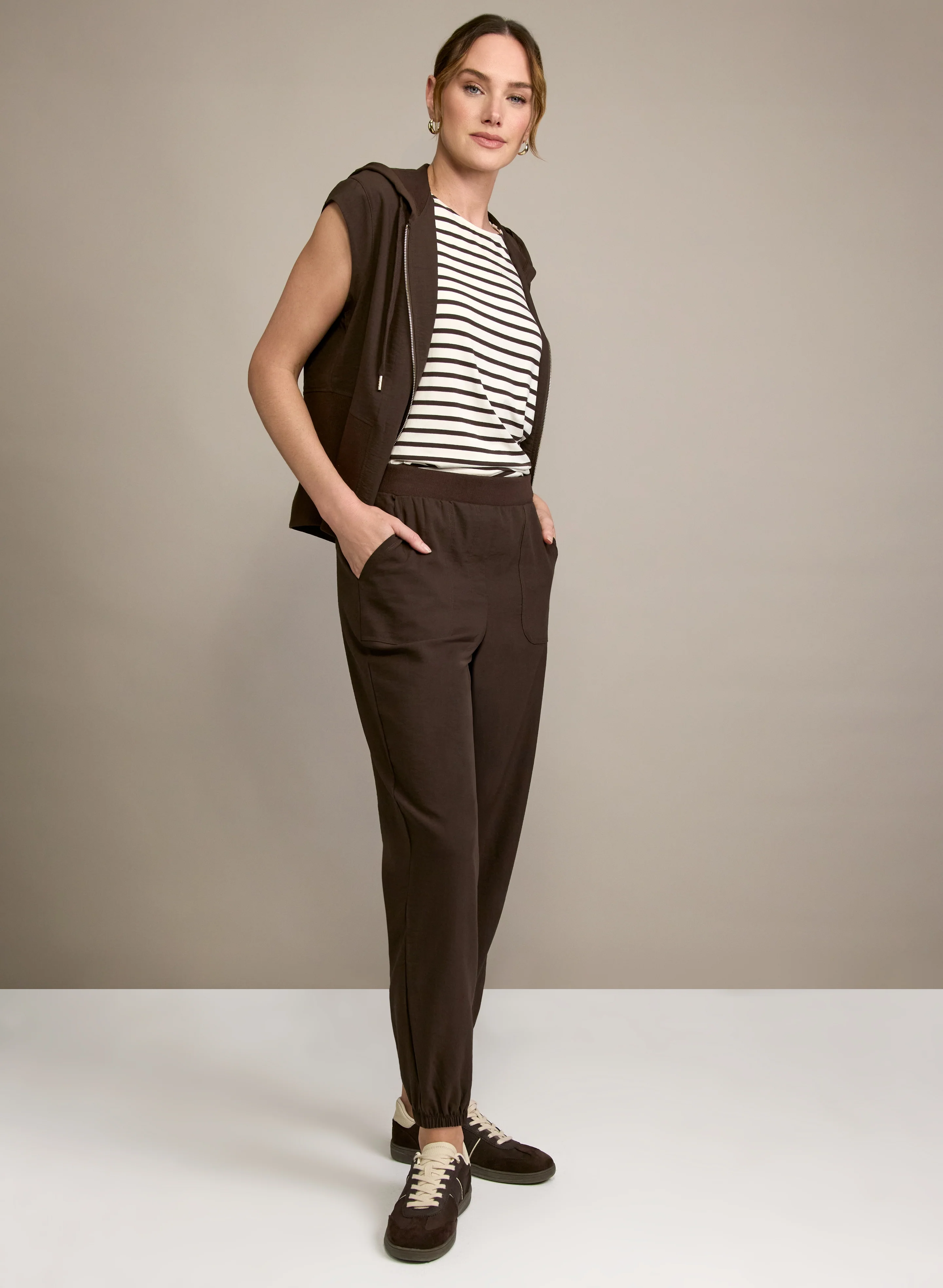 Zip Front Hooded Top & Pull-On Jogger Pants