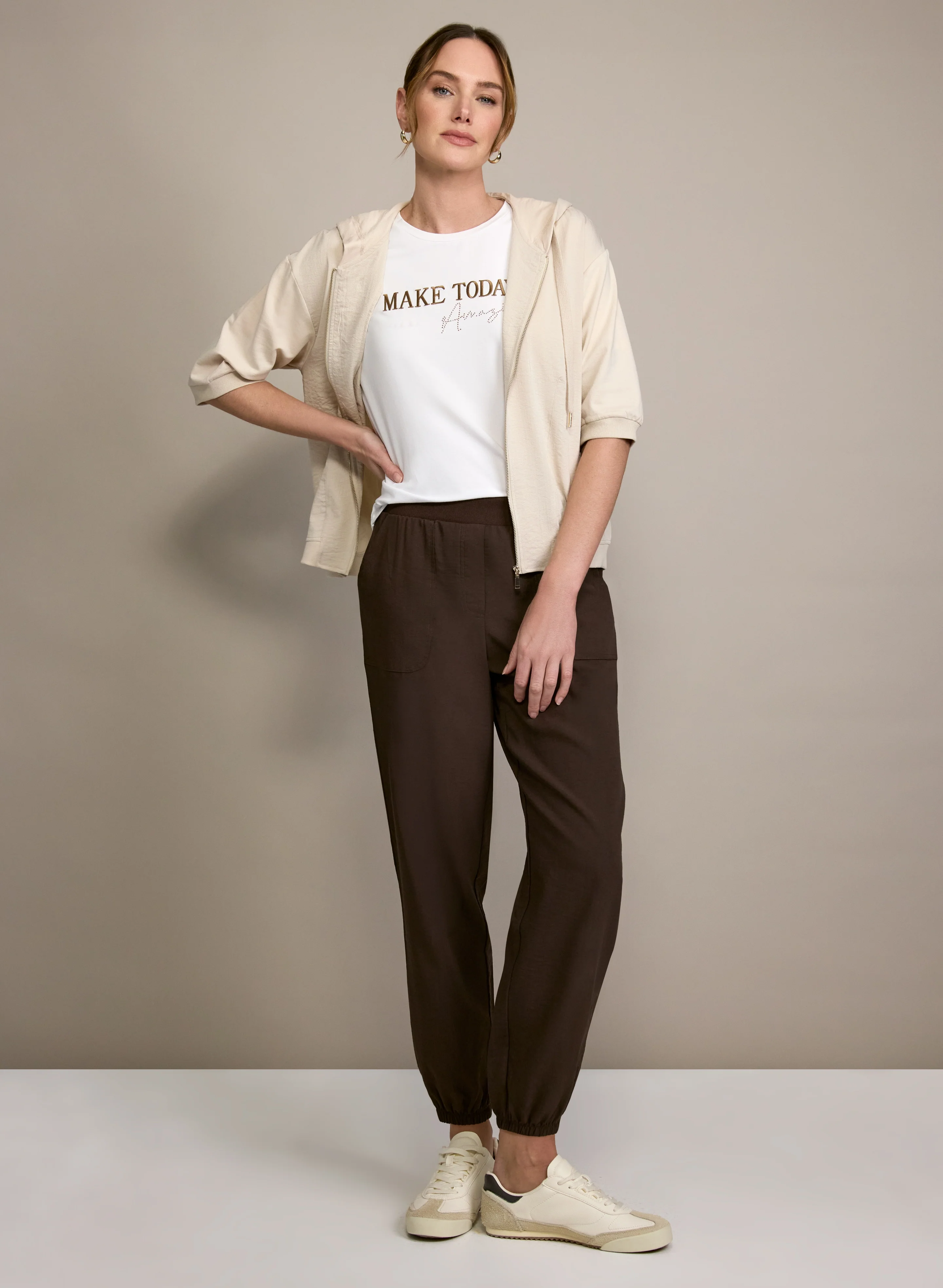 Zip Front Hooded Top & Pull-On Jogger Pants