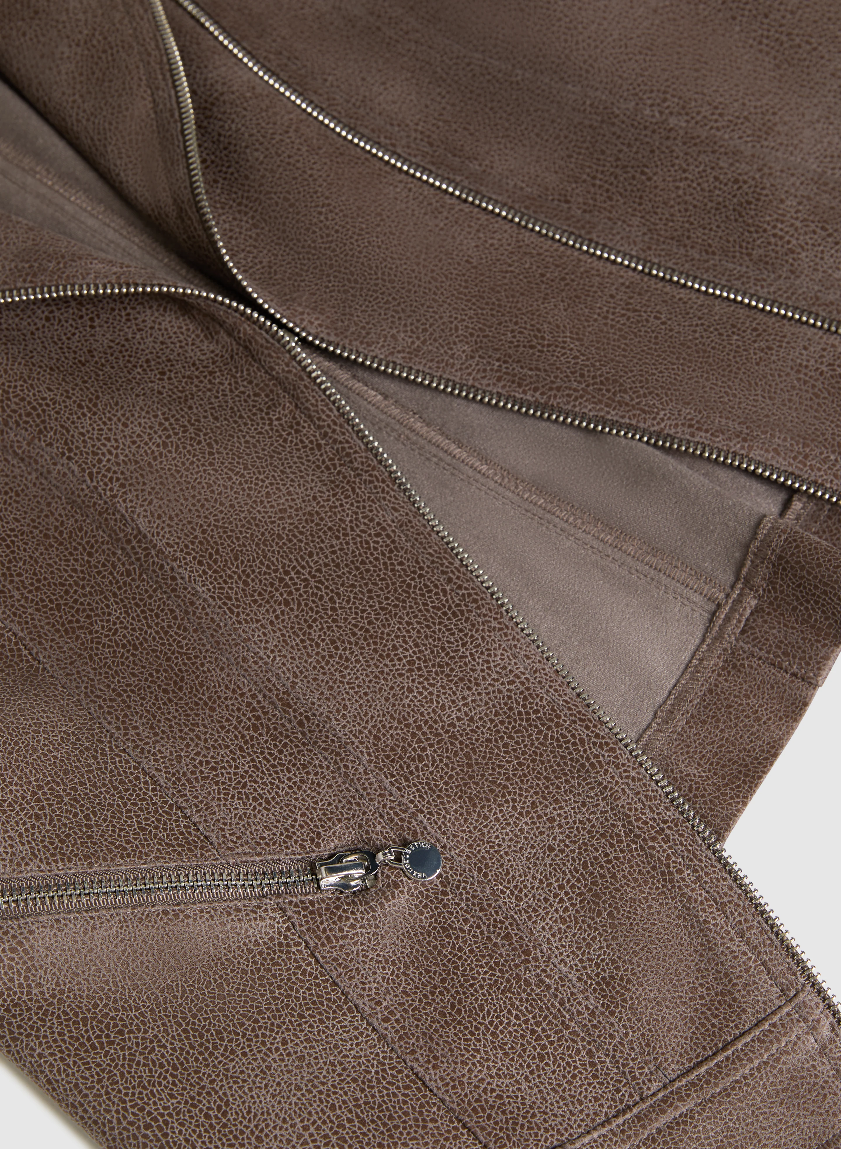 Zip & Snap Detail Faux Suede Jacket - Image 7
